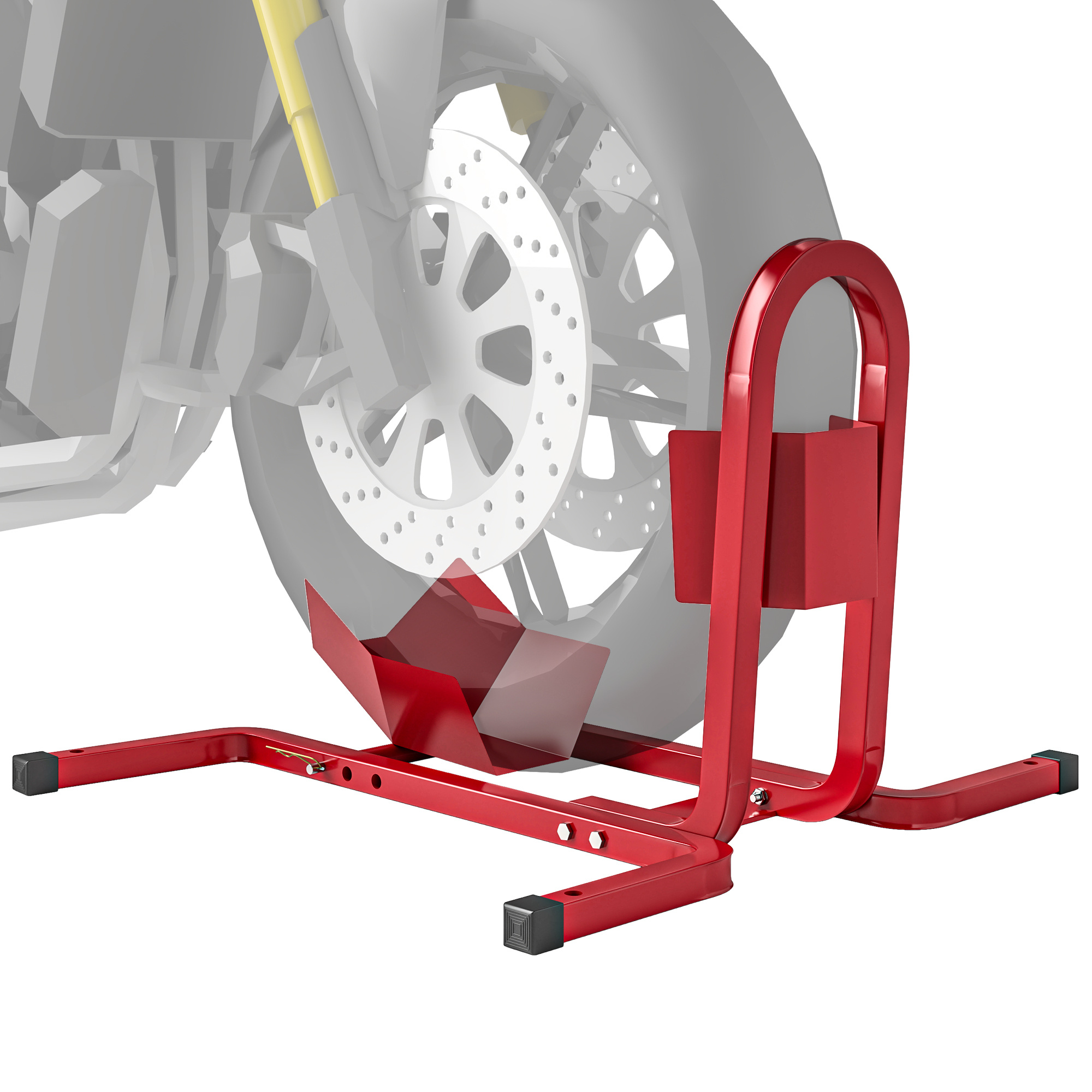 TEMU HOMCOM Caballete de Moto Delantera, Soporte para Rueda Delantera de Moto Ajustable en 3 Niveles de Metal , para Ruedas ∅43, 48, 53 cm
