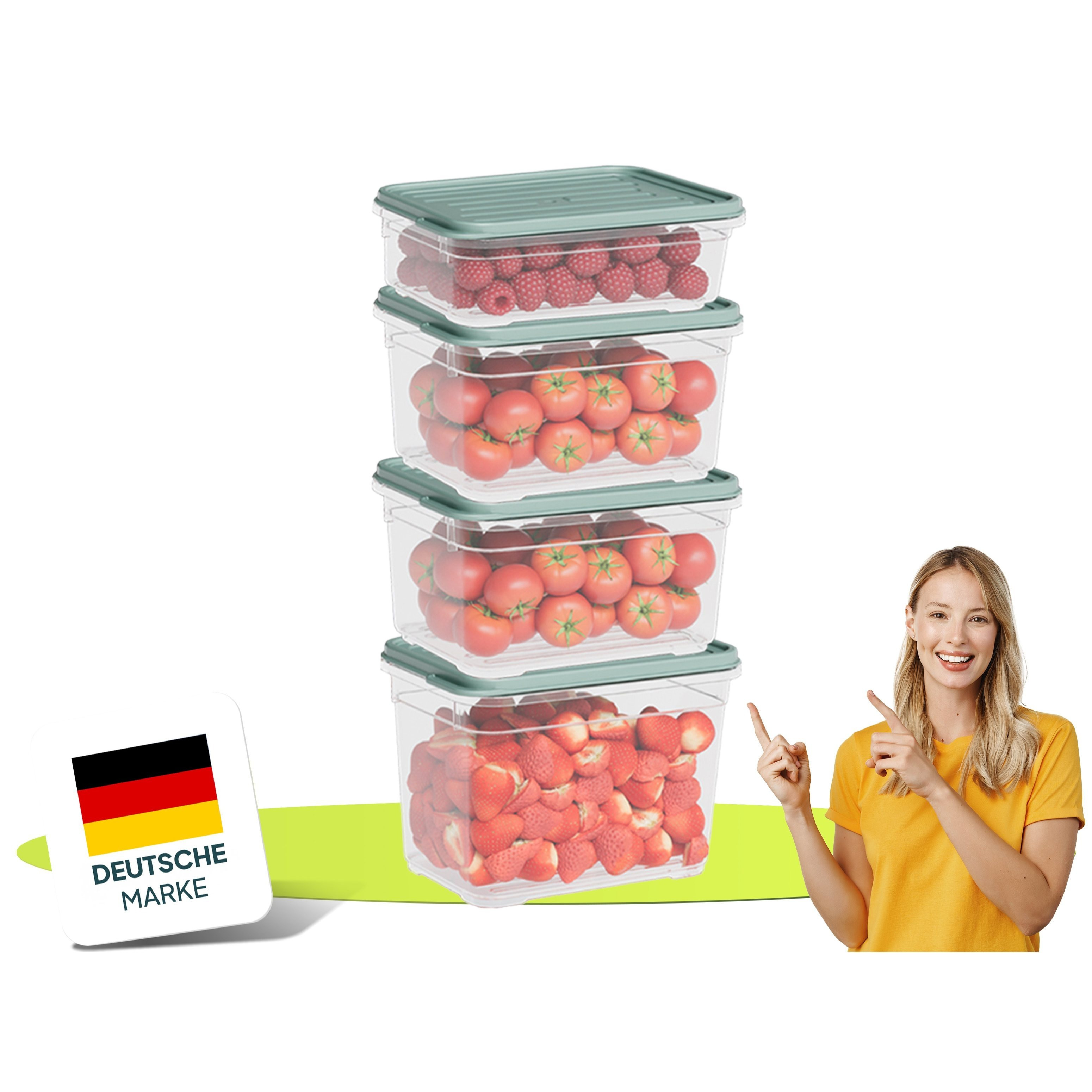 Image of Set, Freshness Containers With Lid - 4pcs Set, Bpa-free, Refrigerator Organizer, Freezer Organizer, Freezer Containers, Organizer, Container, Freezer Containers In 500ml, 2x 700ml, 950ml