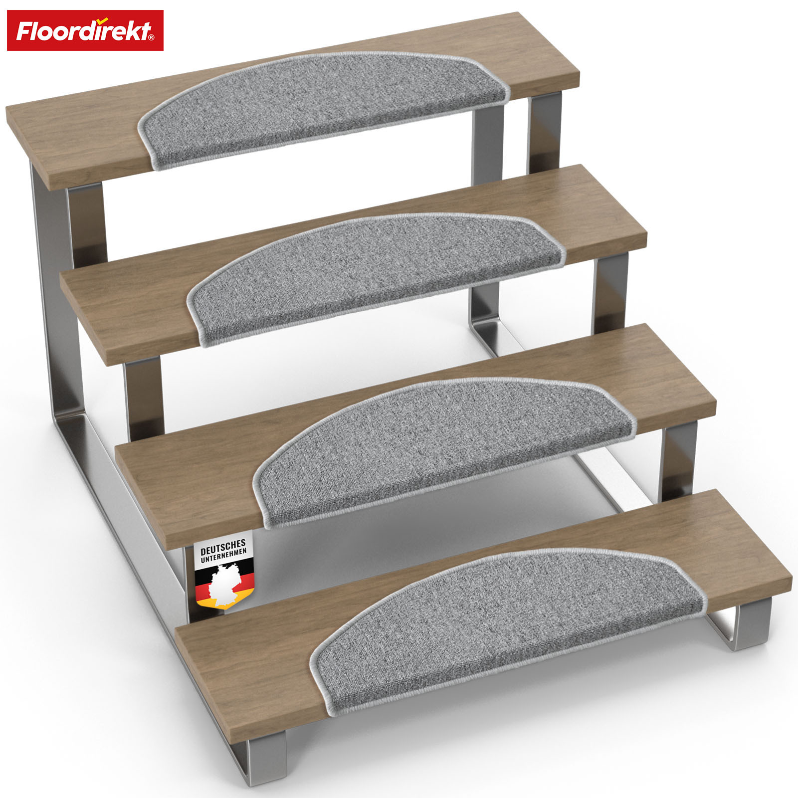 Floordirekt Premium Step Mat London Piece - 25 Cm - Self-adhesive Stair Carpets - Slip-resistant & Modern - In
