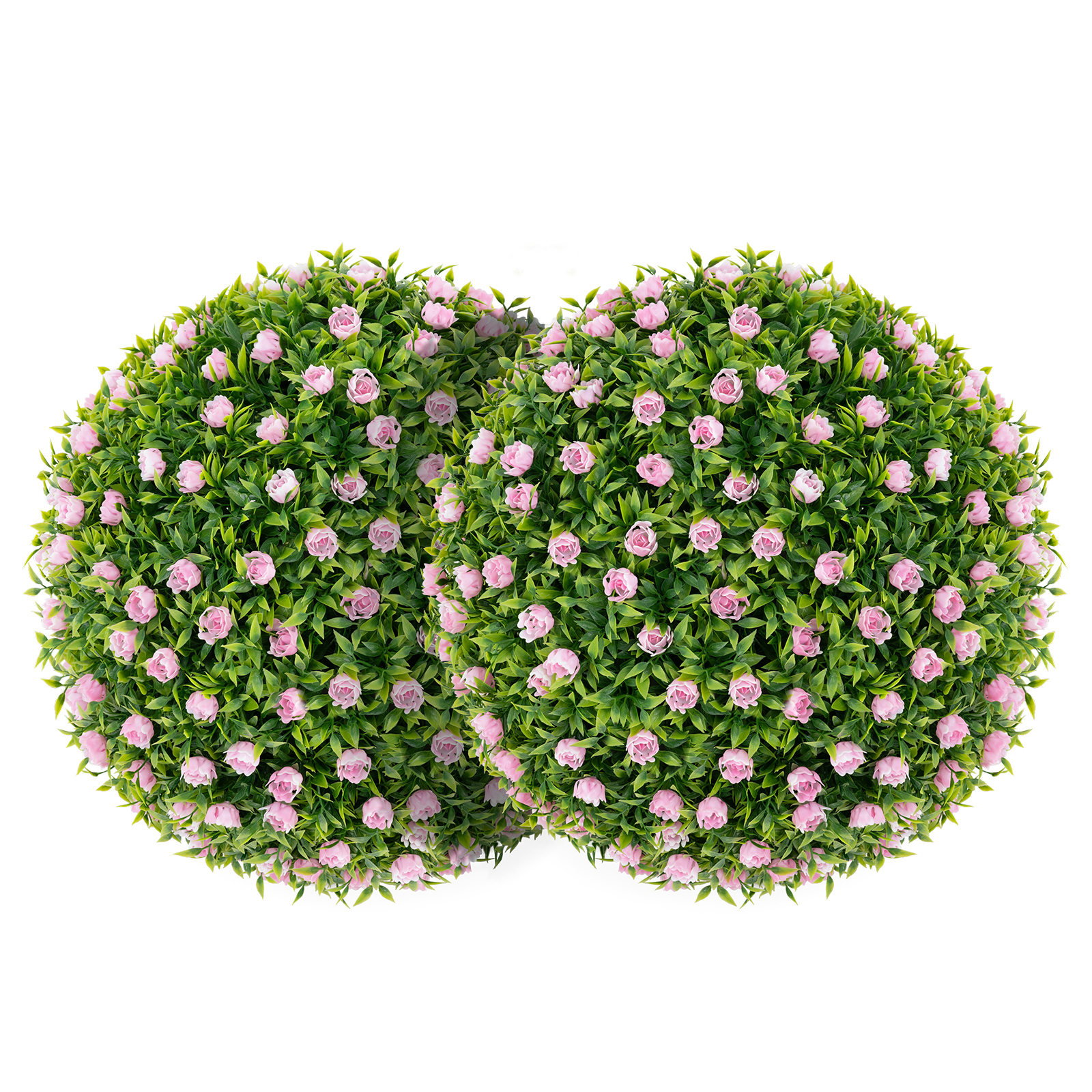 2 Pcs Artificial Plant Topiary Balls, 37 Cm Decorative Balls W/pink Flowers, Sun-protective Indoor Outdoor Garden Sphere For Backyard, Porch, Home, Lawn & Wedding