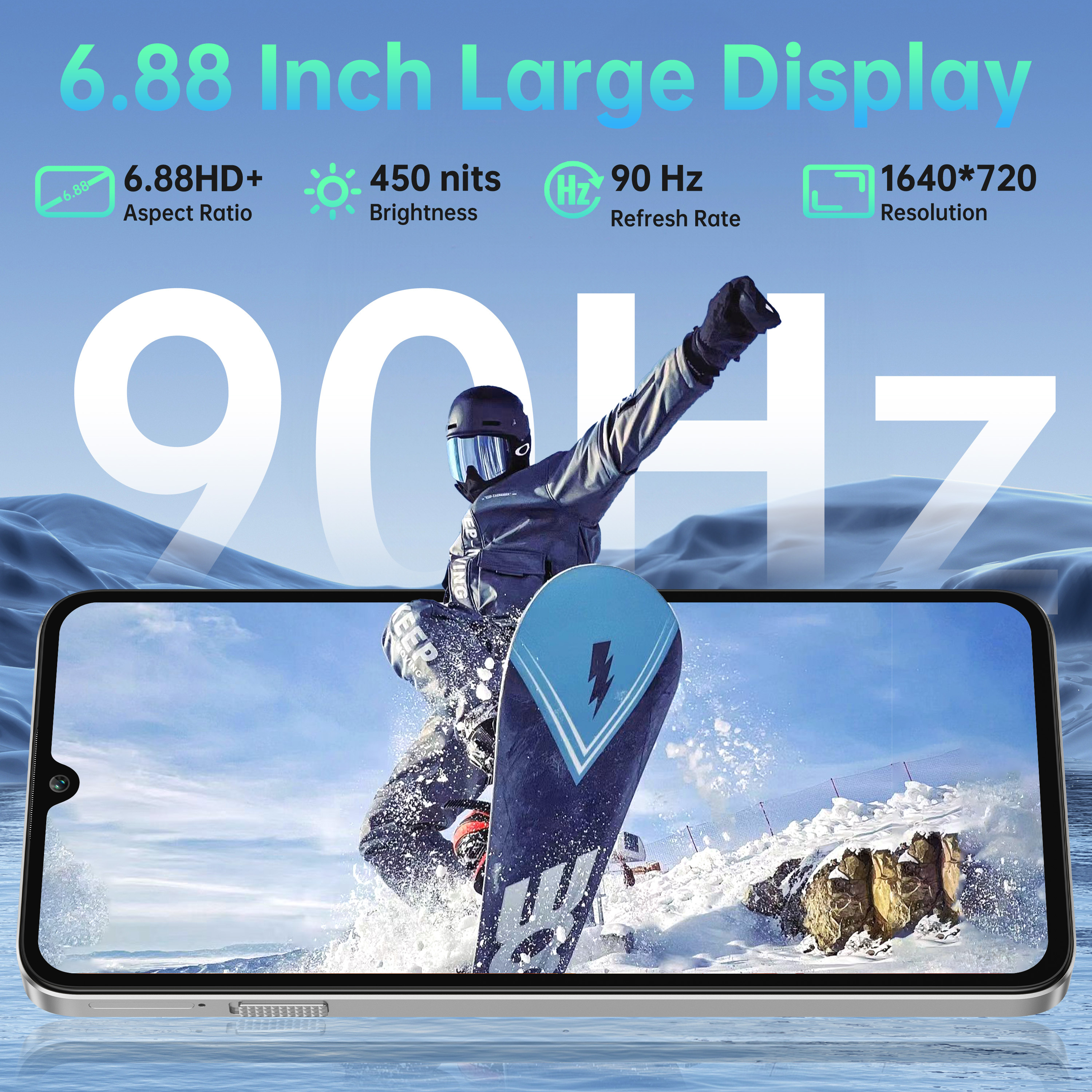 OUKITEL C59 Pro Android15 Big battery Mobile Phones - 10000mAh Large battery Smartphone,24(8+16)GB RAM+256GB ROM+1TB,120LM Flashlight,6.88