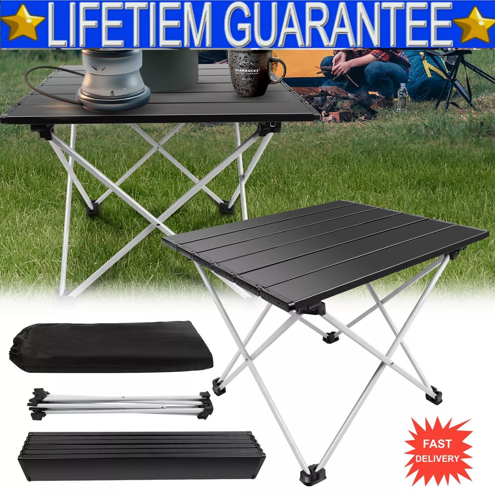 TEMU Portable Camping Table, Lightweight Folding Camping Table Fold Up Outdoor Trestle Table, Folding Garden Table With Aluminum Table Top And Carry