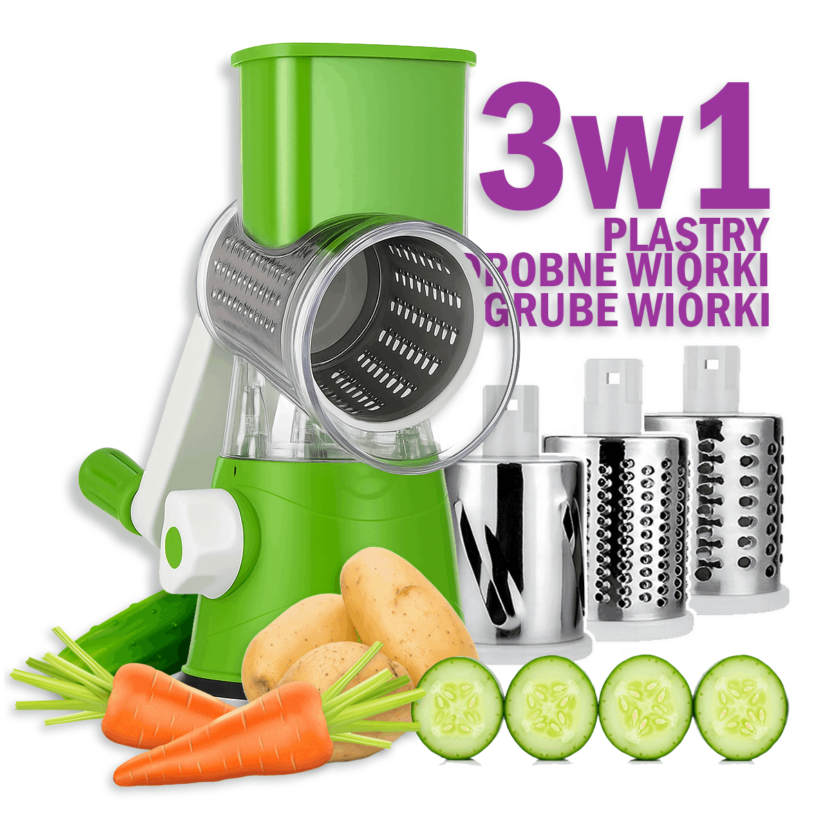 TEMU Grater Machine For Grating Carrots, , Cabbage, 3 Grater Rollers