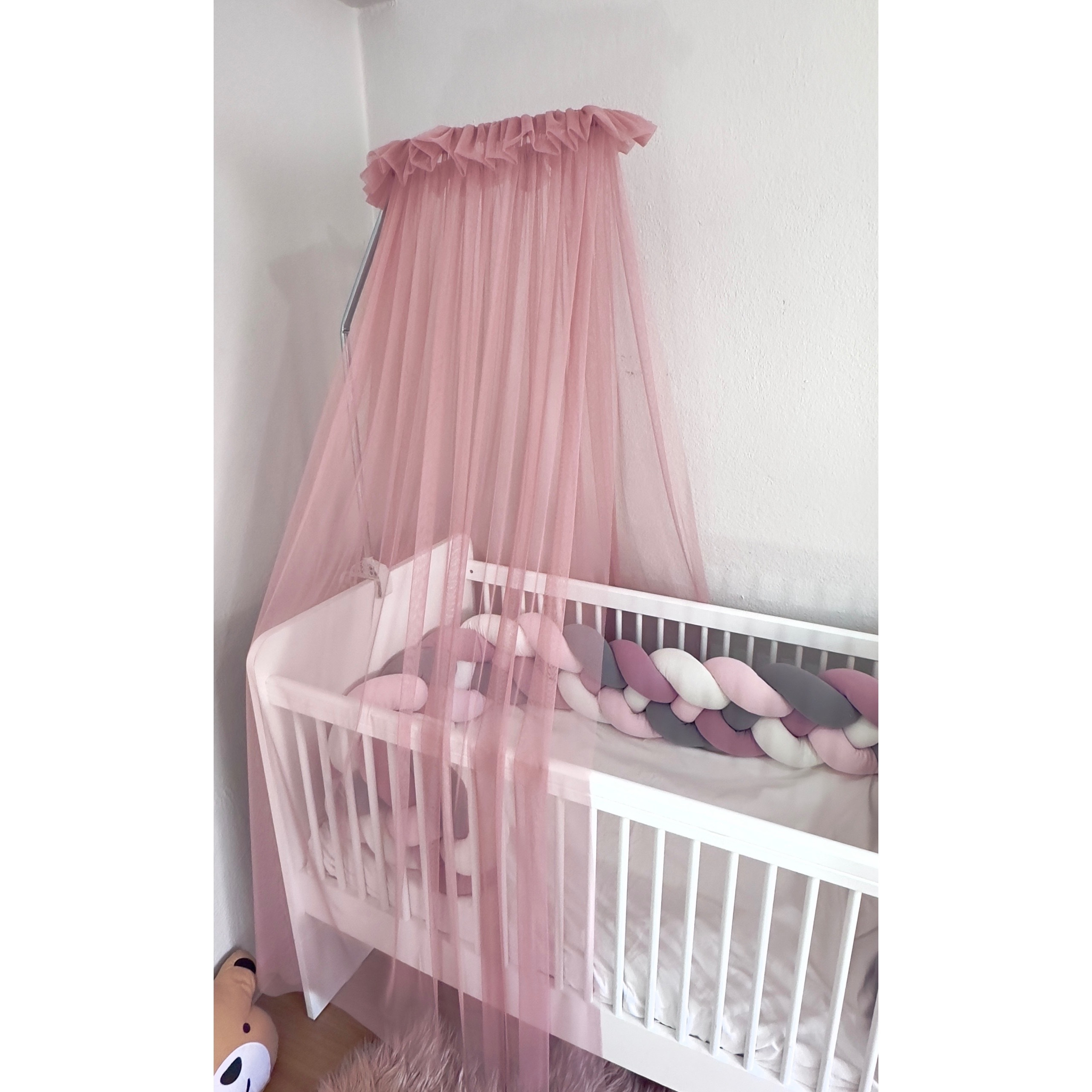 E-shop Baby Fancyroom Betthimmel für Babybett Gitterbett Kinderbett 300x180 cm – feiner Tüll, handgefertigt, eleganter Volant – erhältlich in Beige,