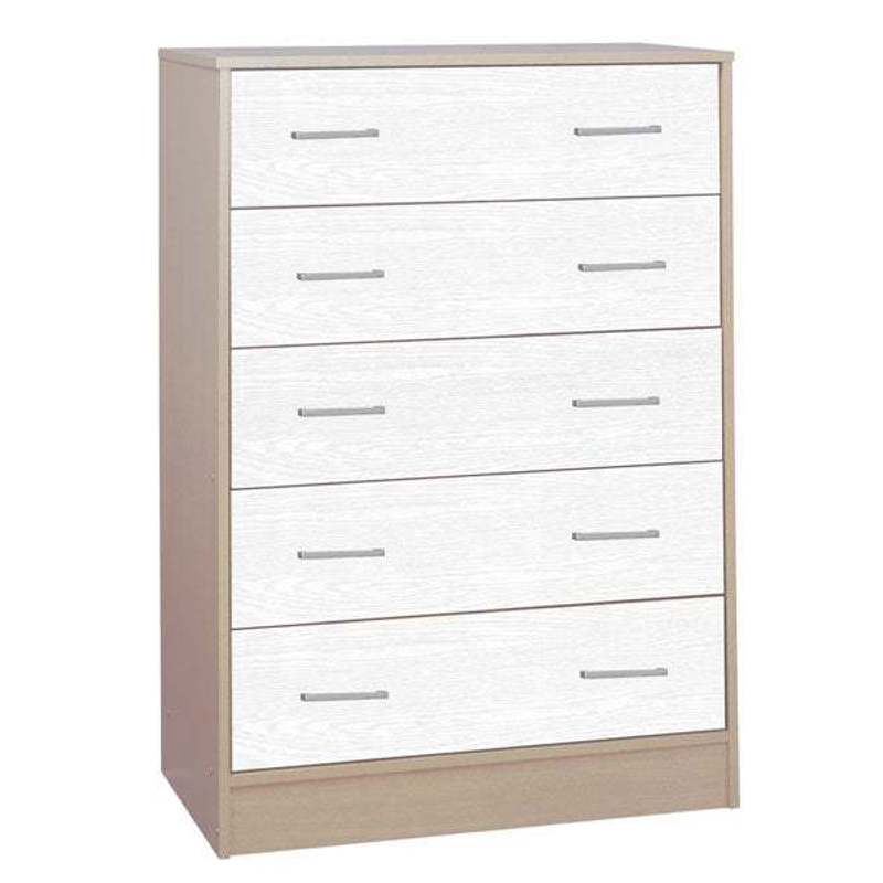 TEMU Chest Of Drawers With 5 Drawers In Nordic Oak And White