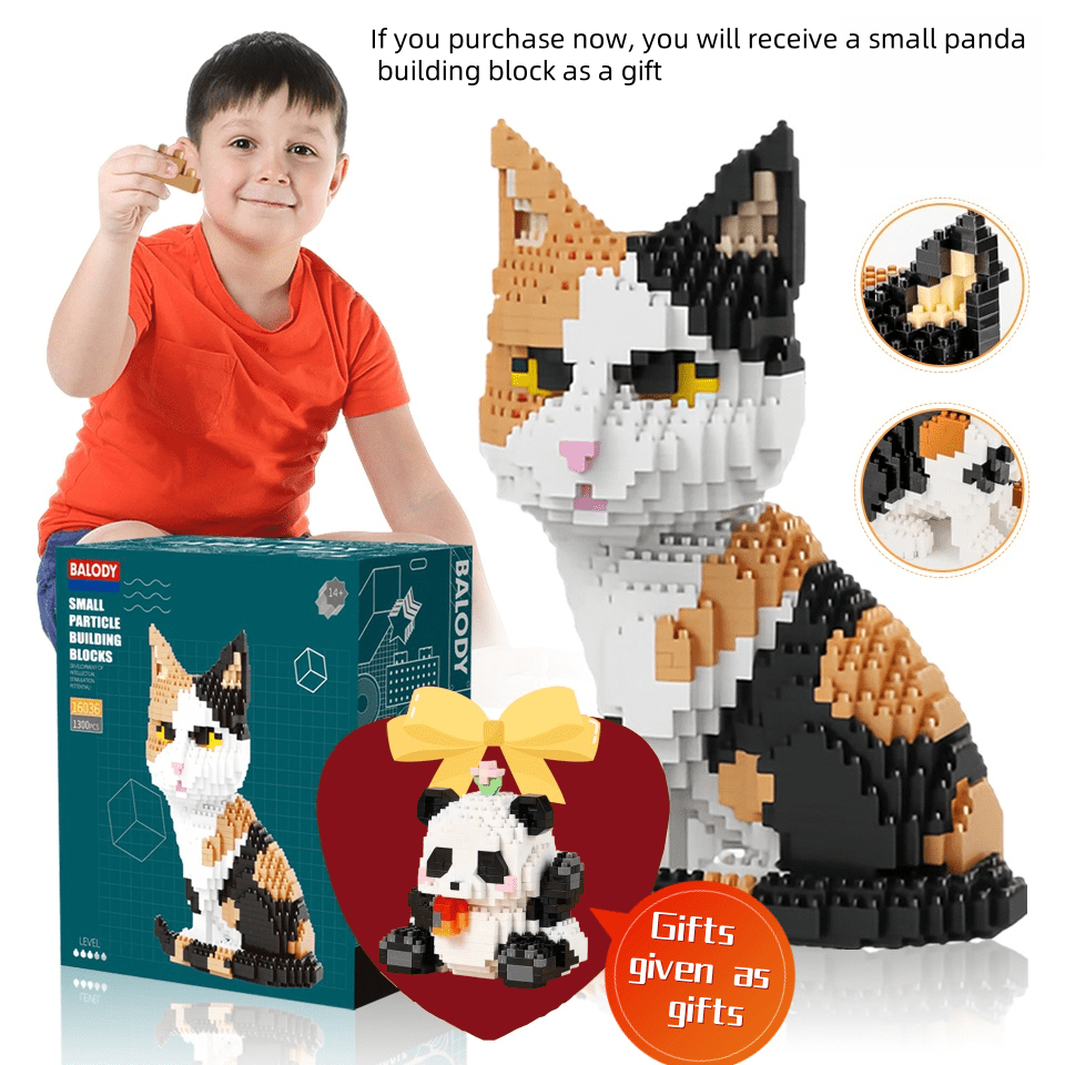 TEMU Cat Mini Building Blocks Cute Animal Set Gift Bag,1300pcs Miniature Building Blocks Toys Diy Adult 3d Building Blocks Set, Boys Girls Birthday