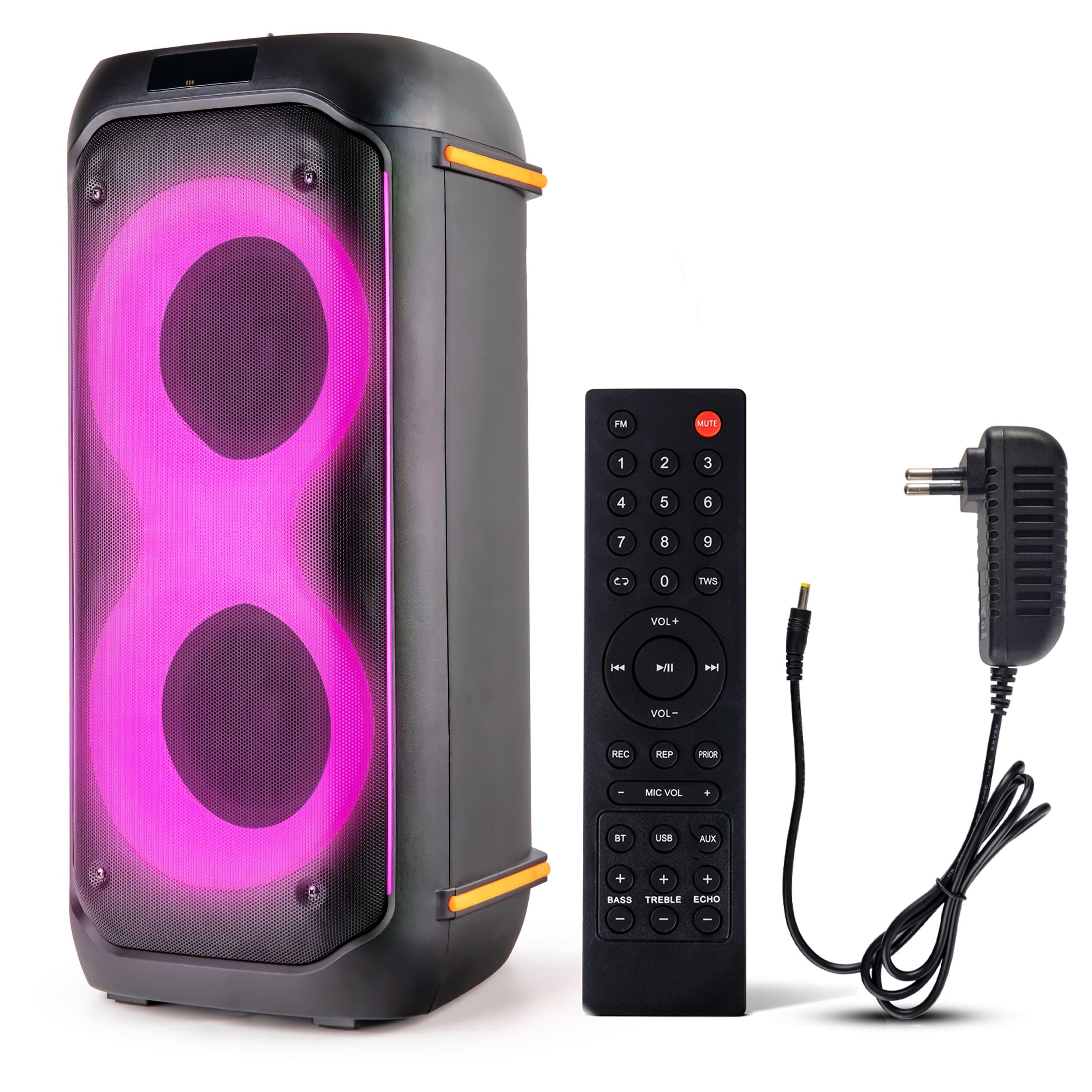 Compact Bluetooth Pa - 160w Portable Karaoke Speaker With Built-in Battery, Tws, Microphone , Usb/sd/bt/fm, Led Lighting And Dual 6.5" Speakers - X Cm