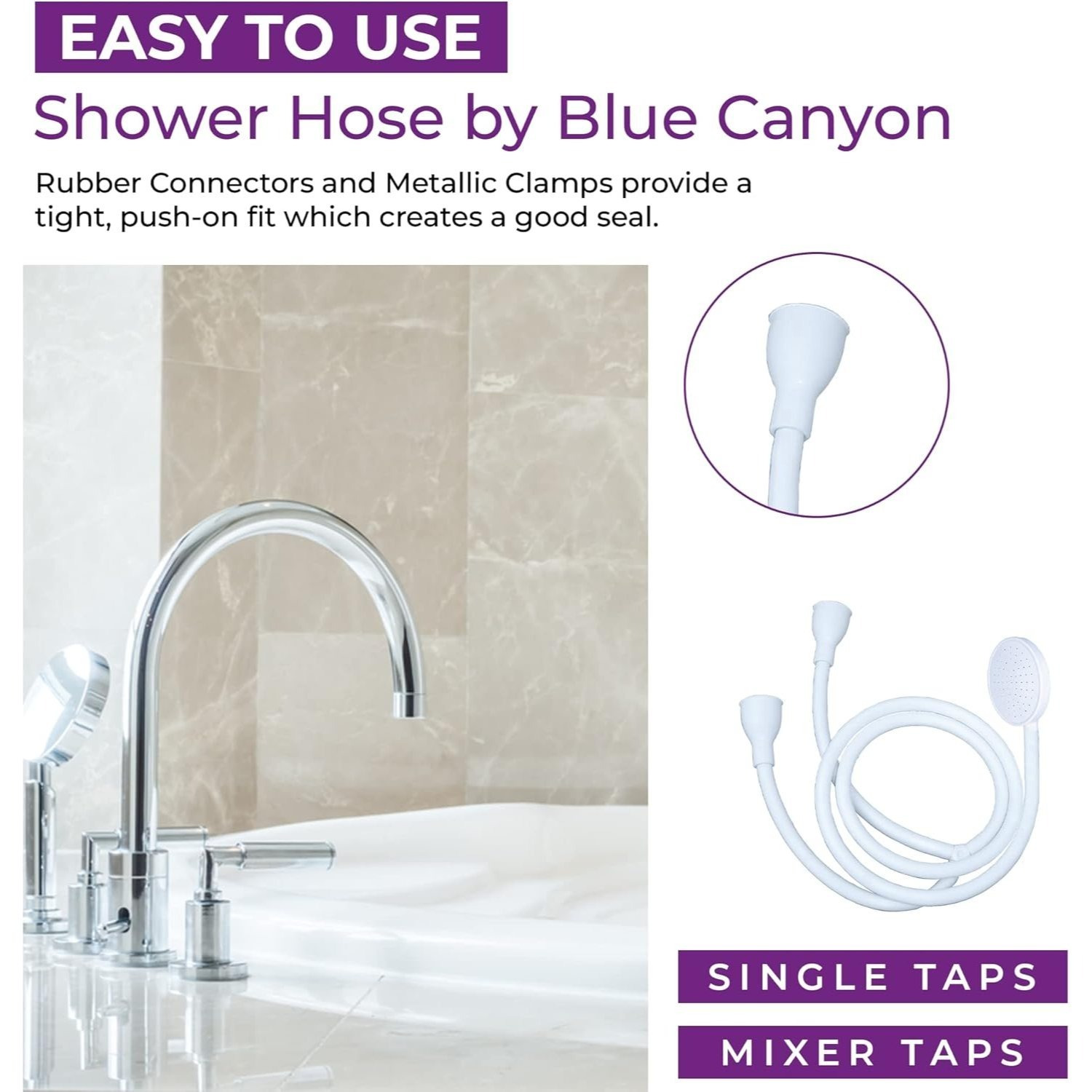 Set of 2 White Double Tap Shower Spray Attachments