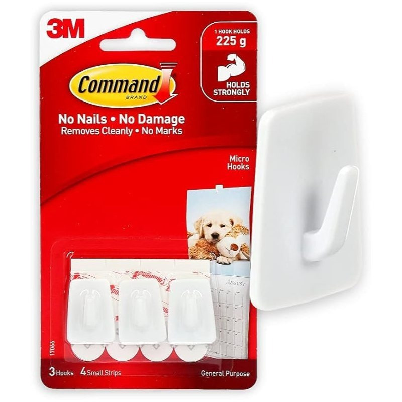 TEMU Command Mini Wall Hooks 3 Pack Adhesive Set For Keys Cables And Small Items
