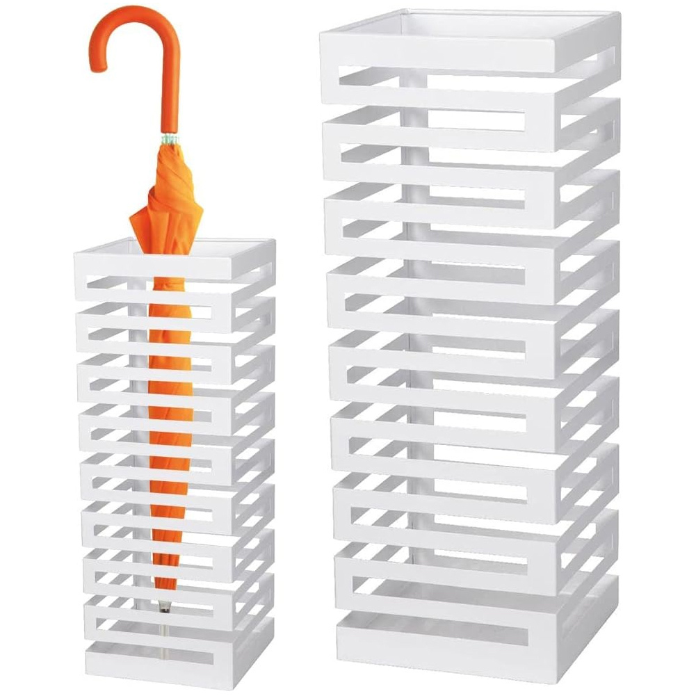 TEMU BAKAJI Portaombrelli in Metallo Forma Quadrata con Decorazione a Stand per Ombrelli Design Moderno Dimensioni 52 x 19 cm