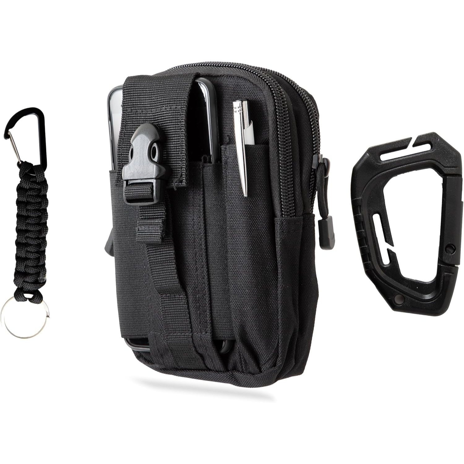 TEMU Tactical Waist Bags, Universal Outdoor Waist Bag | Molle Pouch Carabiner & Keychain Utility Gadget Waist Bag With Cell Phone Holster For Sports,