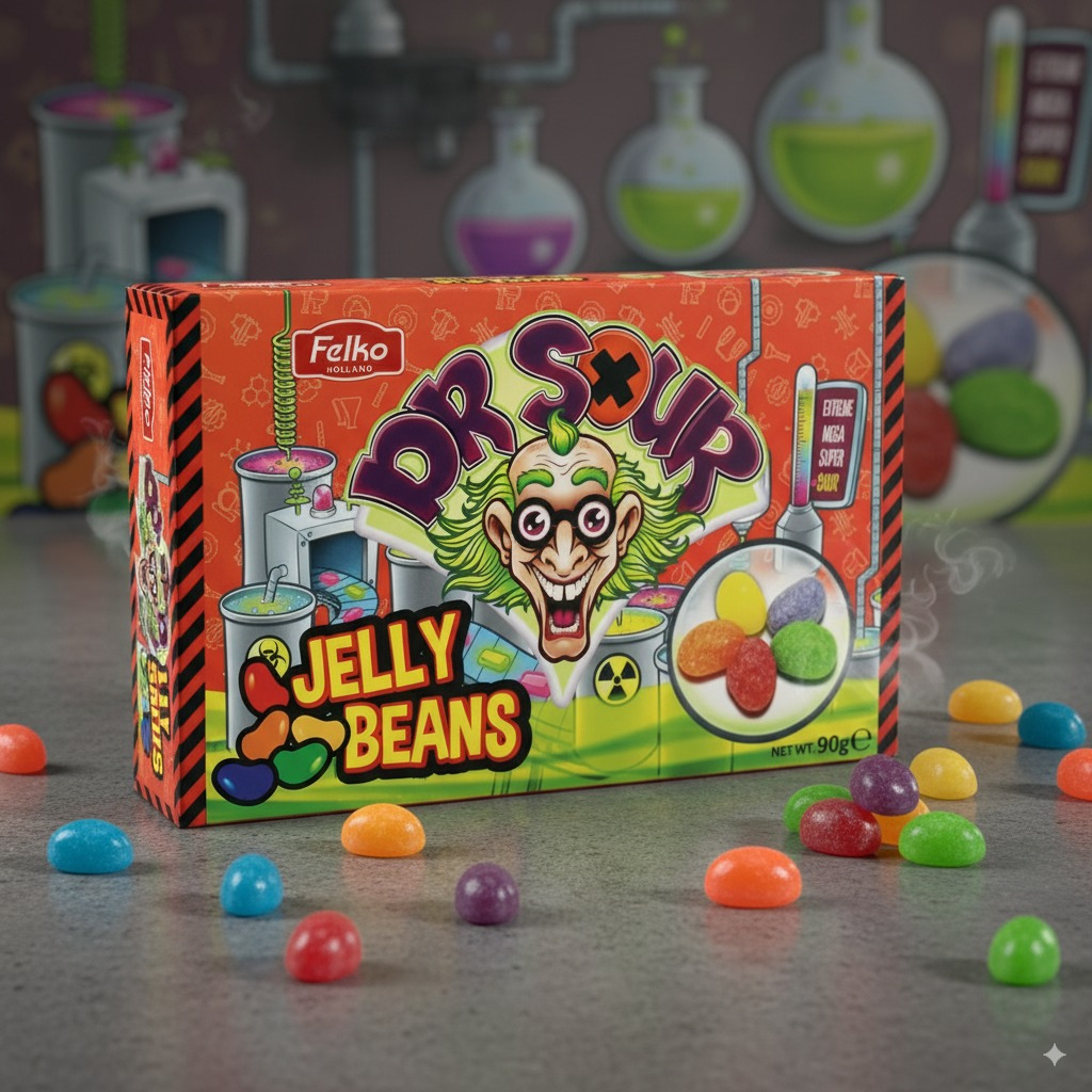 Dr Sour Jelly Beans 90g | Extremely Sour Jelly Beans | Colorful Chewy Candy | Halal