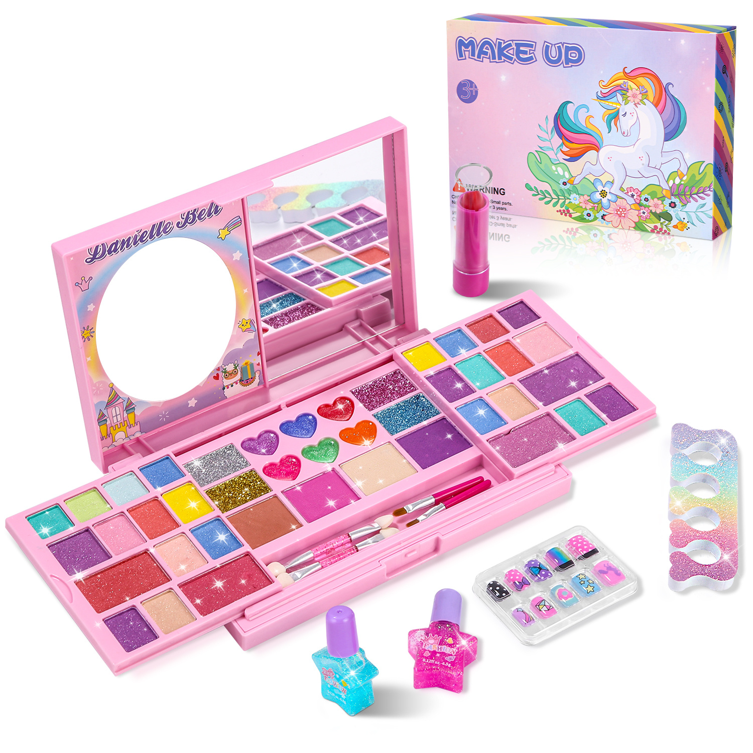 TEMU Kinder-Make-up-Set für Mädchen Schönheit, Make-up-Schminktisch, Waschbare Make-up-Tasche für Mädchen, Kinder-Make-up-Tasche für Mädchen,