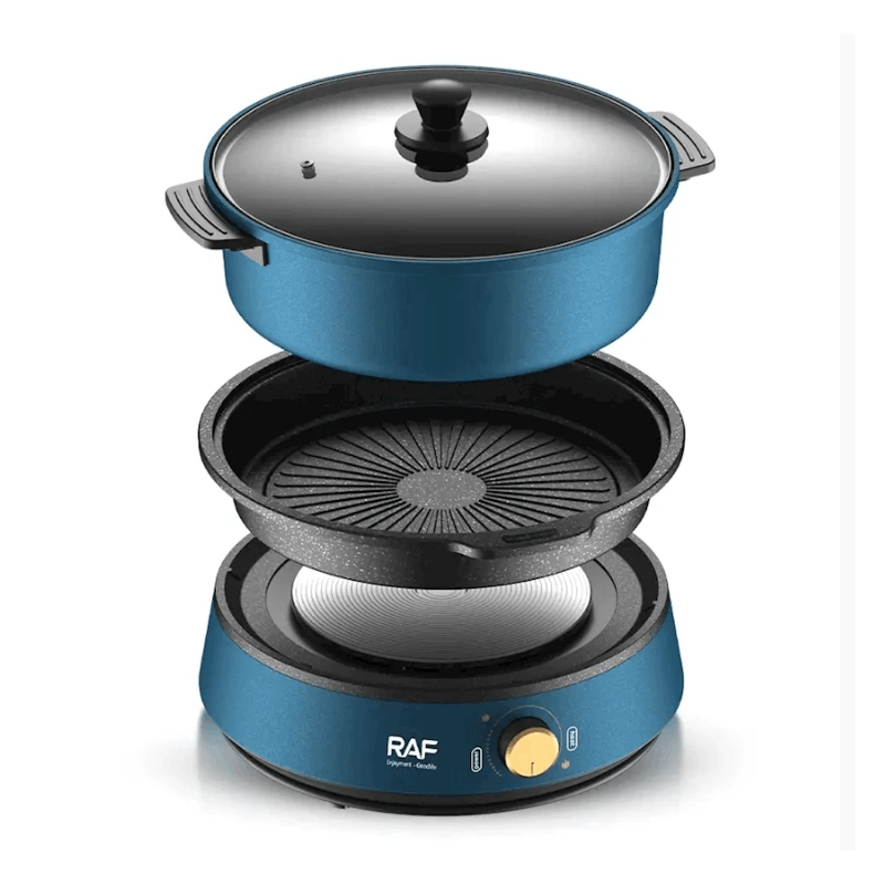 Electric Cooker & Frying Pan 4L, 1350W,   Multifunctional Pot with Deep Frying, Slow Cooking, Boiling, Simmering, Sauteing, Steam Function &   - Compact Stovetop-Safe Design for Small Kitchens, European Plug