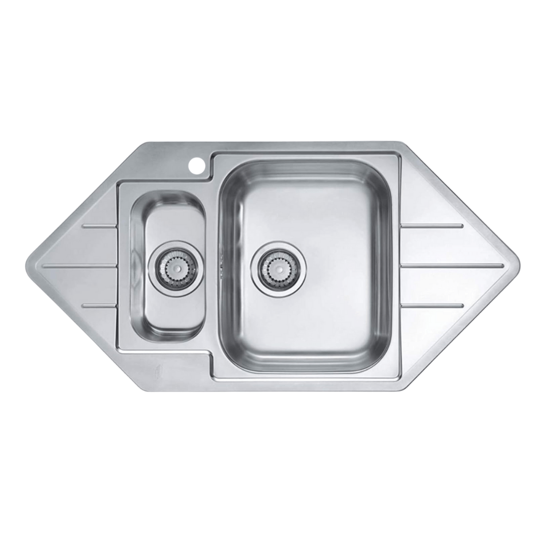 Vbchome Corner Sink Made Of Stainless Steel 99x50 Cm Satin Structure Sink Basin With 1.5 Bowls Built-in Sink Left Corner Sink Drain
