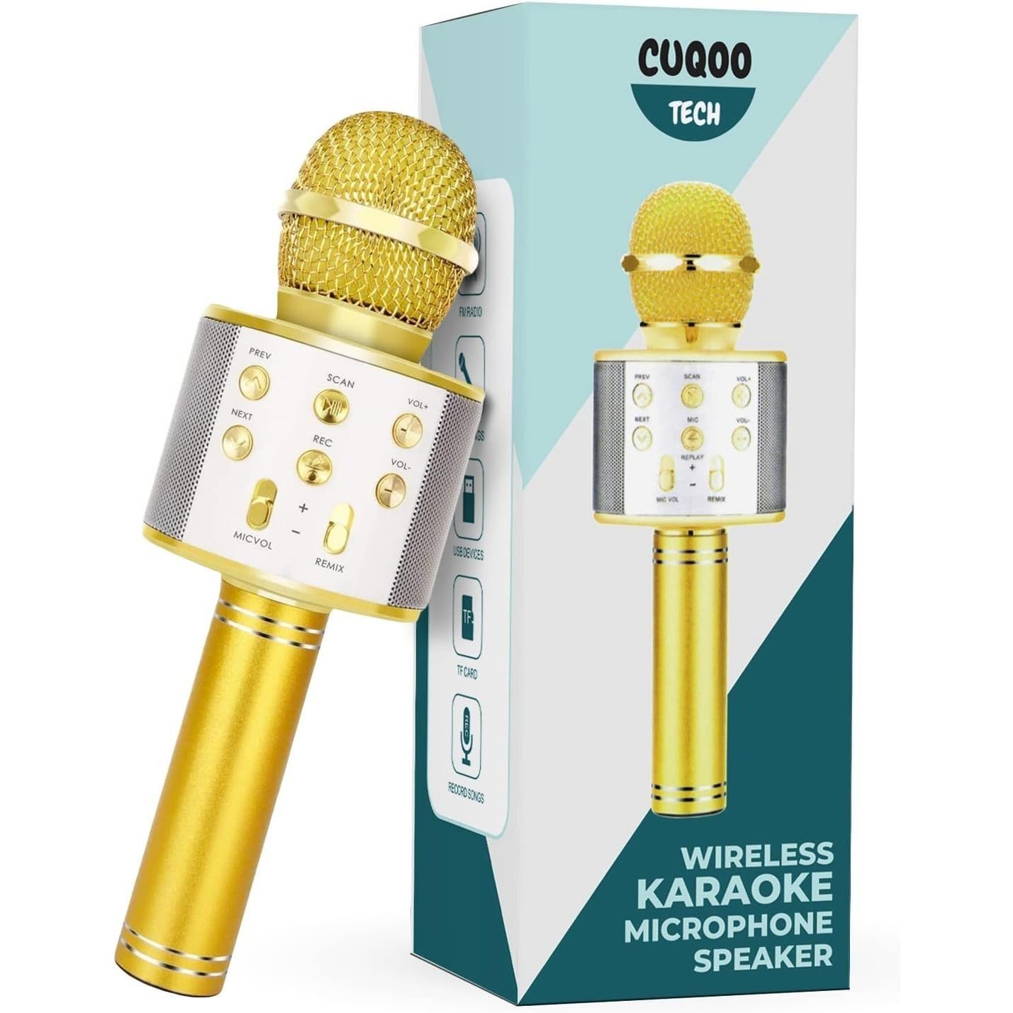   Bezprzewodowy Mikrofon do Karaoke z Wi-Fi - Przenośny Mikrofon i Głośnik 4-w-1 z Zmieniaczem Głosu, Wysokiej Jakości Dźwięk, Długa Bateria, Kompatybilny z iOS i Androidem, Idealny Prezent dla Miłośników Karaoke na Imprezy i Śpiewanie
