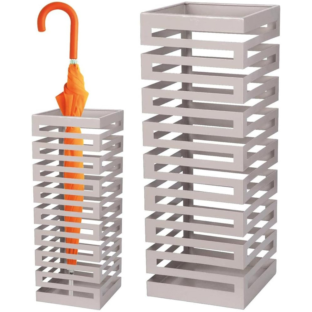 TEMU BAKAJI Portaombrelli in Metallo Forma Quadrata con Decorazione a Stand per Ombrelli Design Moderno Dimensioni 52 x 19 cm