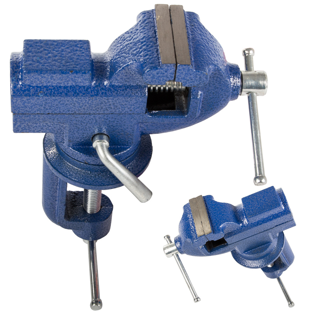 TEMU Rotary Cast Iron Vise With Anvil For Workshop, Sturdy Small Vise With 360-degree Rotation Function, Table-mounted Vise For Up To 55 Mm, Compact