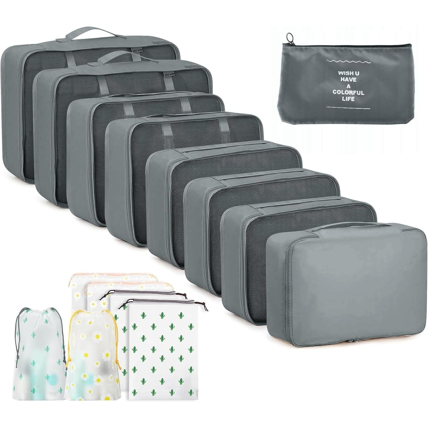TEMU Suitcase Organiser Set, 15 Pieces, Waterproof Packing Cubes, Multifunctional Travel Packing Cubes, Suitcase Organiser, Packing Bags For