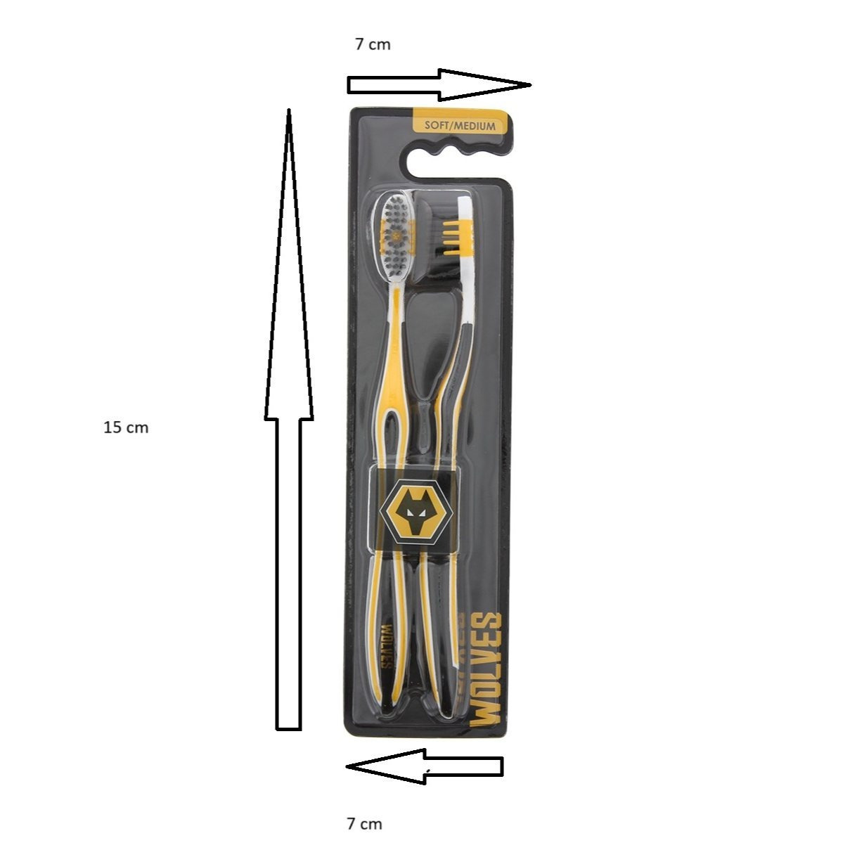 EPL Wolves Soft/Medium Toothbrush, 2pcs