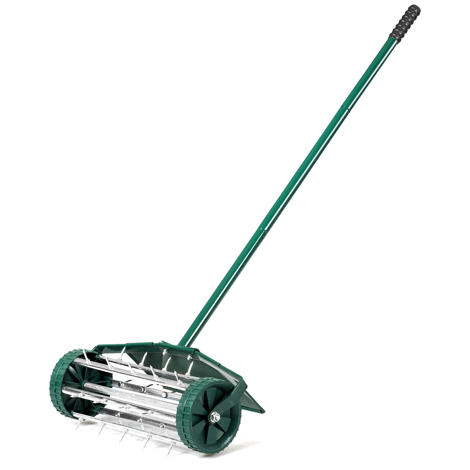 18-inch Rolling Lawn Aerator, Rotary Push Spike Roller With Wide , Heavy Duty Spike Soil Aeration