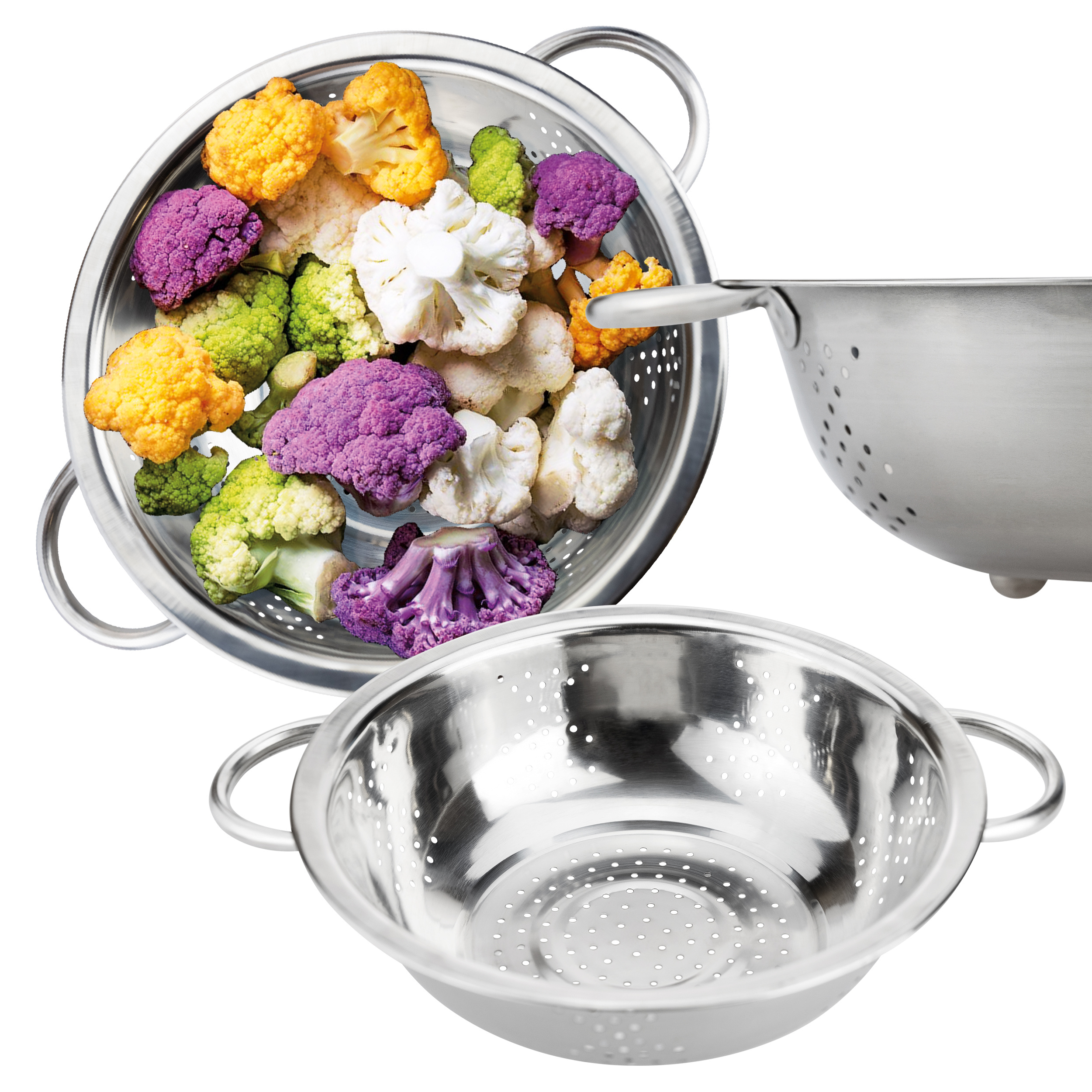 TEMU Stainless Steel Colander With Handles 23 Cm