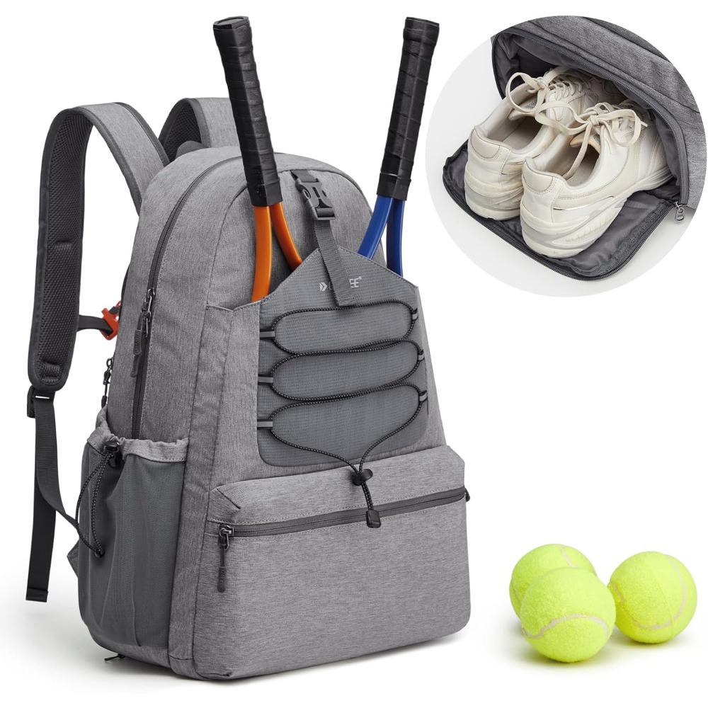 E-shop Tennistasche, Tennisrucksack für Damen und Herren, große Pickleball-Tasche, hält 4 Schläger mit Schuhfach