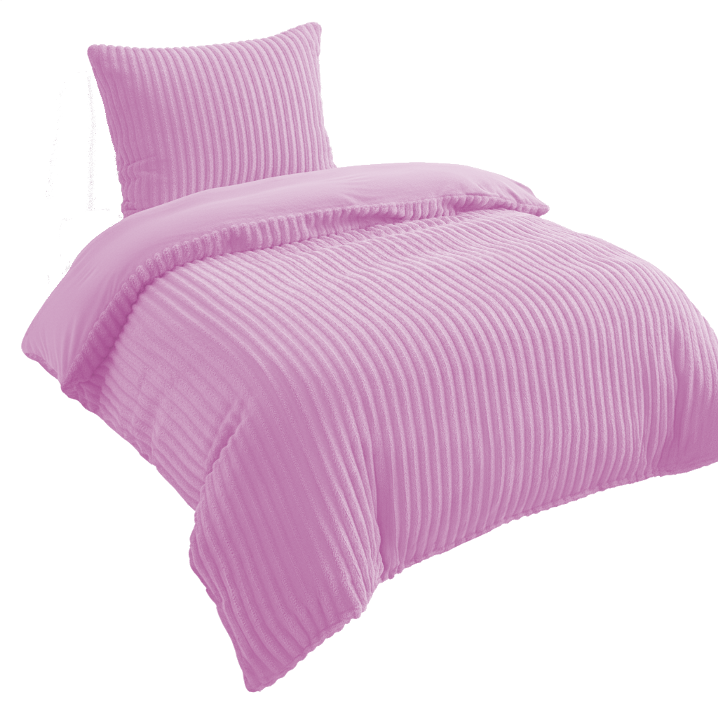 Image of Cord Plush Warm Fleece Bedding 135x200 155x220 Reversible Bedspread Rose Set Cashmere Touch, Pillowcase 80x80 Cm, Winter Fleece Bedding With Zipper.