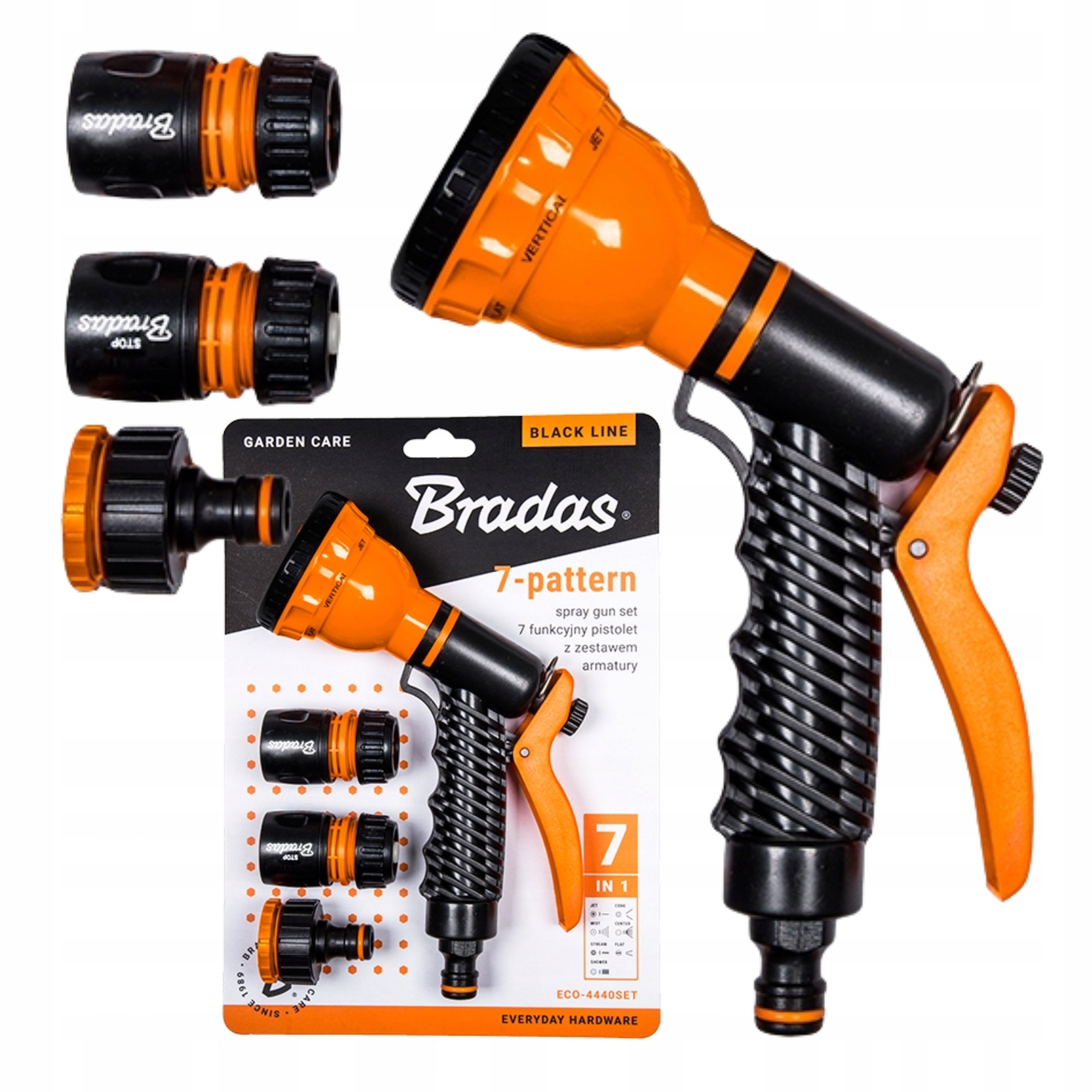 Image of Garden Sprinkler Watering Gun With 7 , 1/2" & 5/8" Connector Set, Flow Rate Adjustment, , Multifunctional Lawn And Garden Watering System