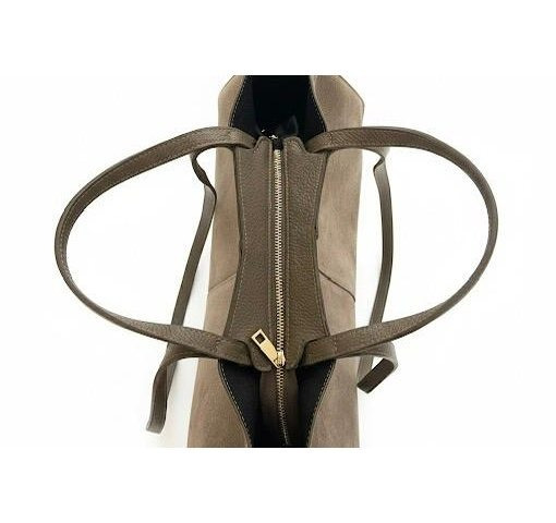 Women'S Fringed Leather Shopping Bag - Elegant, Spacious, with Double Handles And Adjustable Side Buttons