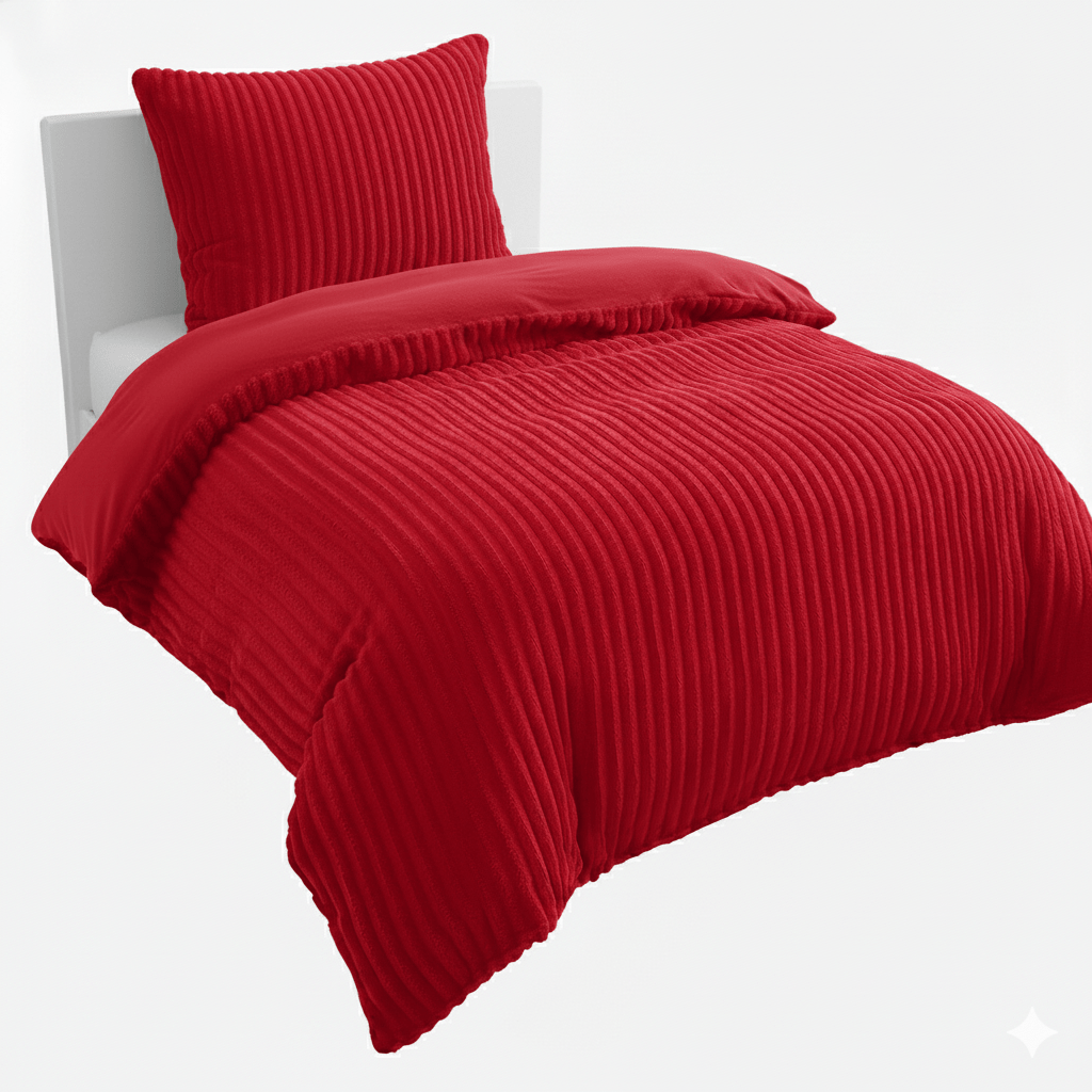 Image of Cord Plush Warm Fleece Bedding 135x200 155x220 Reversible Bed Sheet Set Cashmere Touch, Pillowcase 80x80 Cm, Winter Fleece Bedding With Zipper