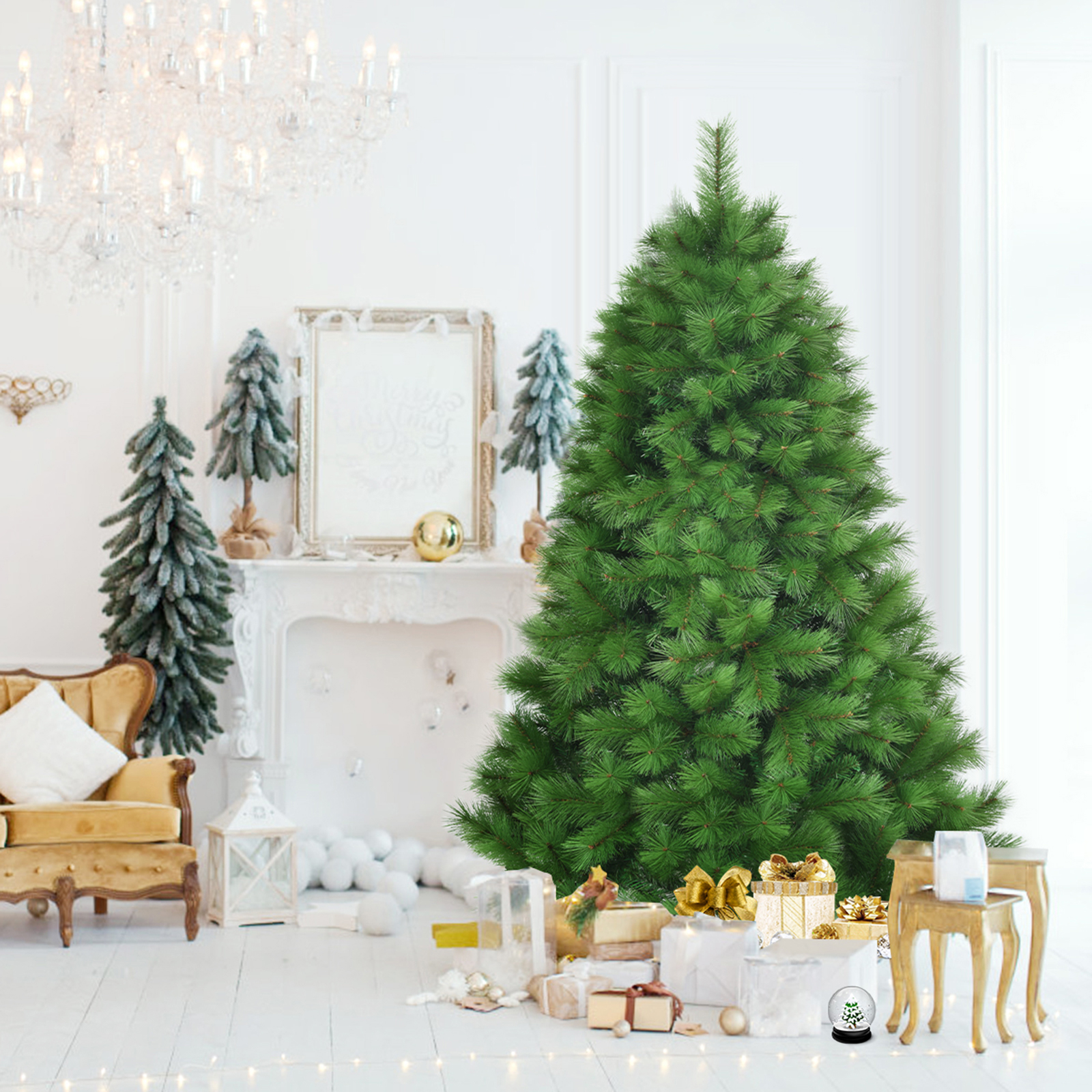 180cm Artificial Christmas Tree, Needles Xmas Tree With Iron Stand, Full Bodied Shape, Look, Realistic Hinged Christmas Tree, 586 Branch Tips, 100% New Pvc Material, For Holiday Décor