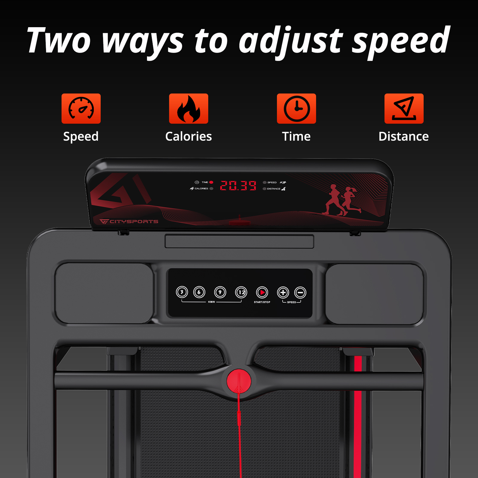 CITYSPORTS Folding Treadmill, Under Desk Walking Pad, Portable Treadmill for Home, 1-12km/h, 7.7% Incline, LED Display