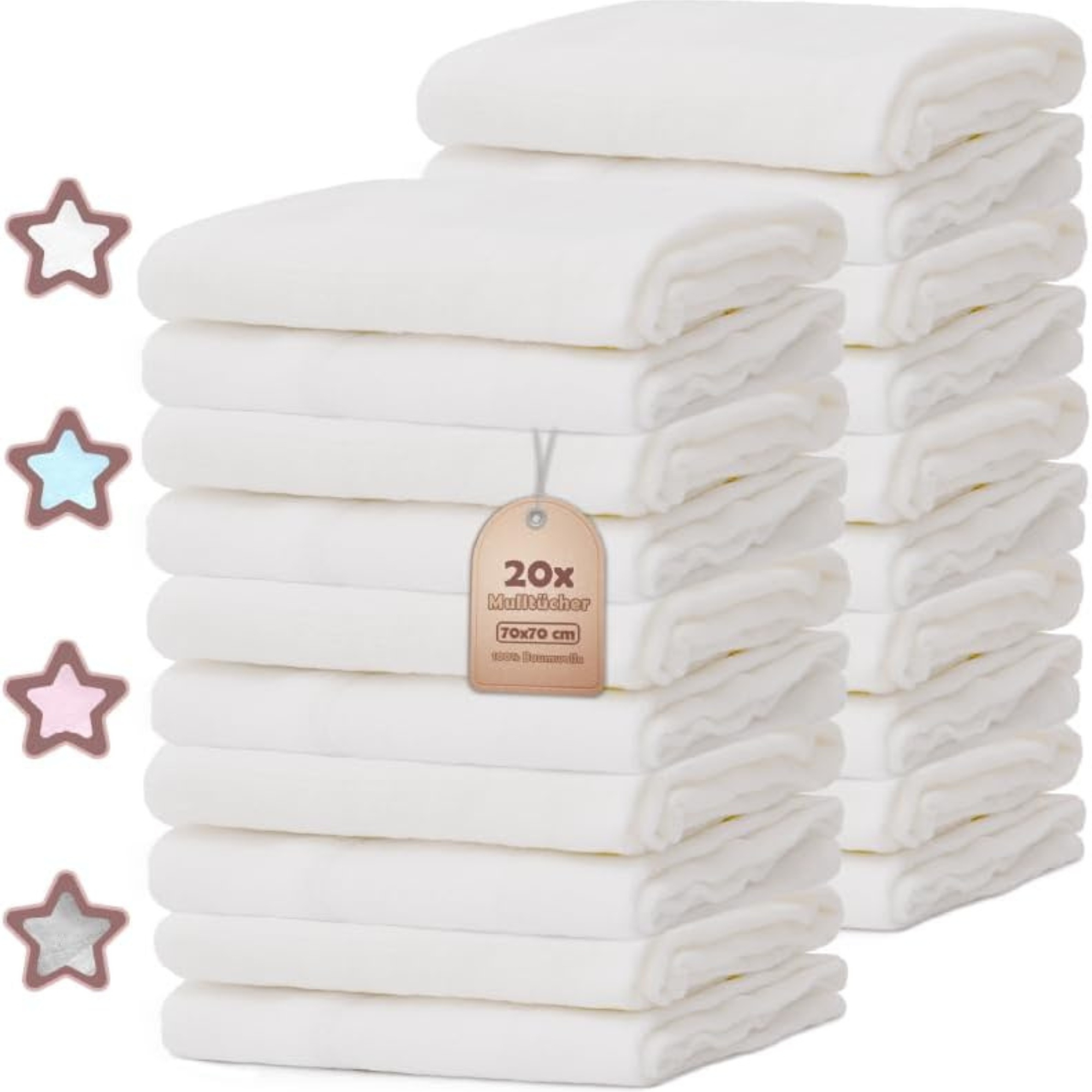 TEMU Naturemark® 20-pack Cloth Diapers | Cloth Nappies |diapers 100%| Color: White . 70x70 Cm