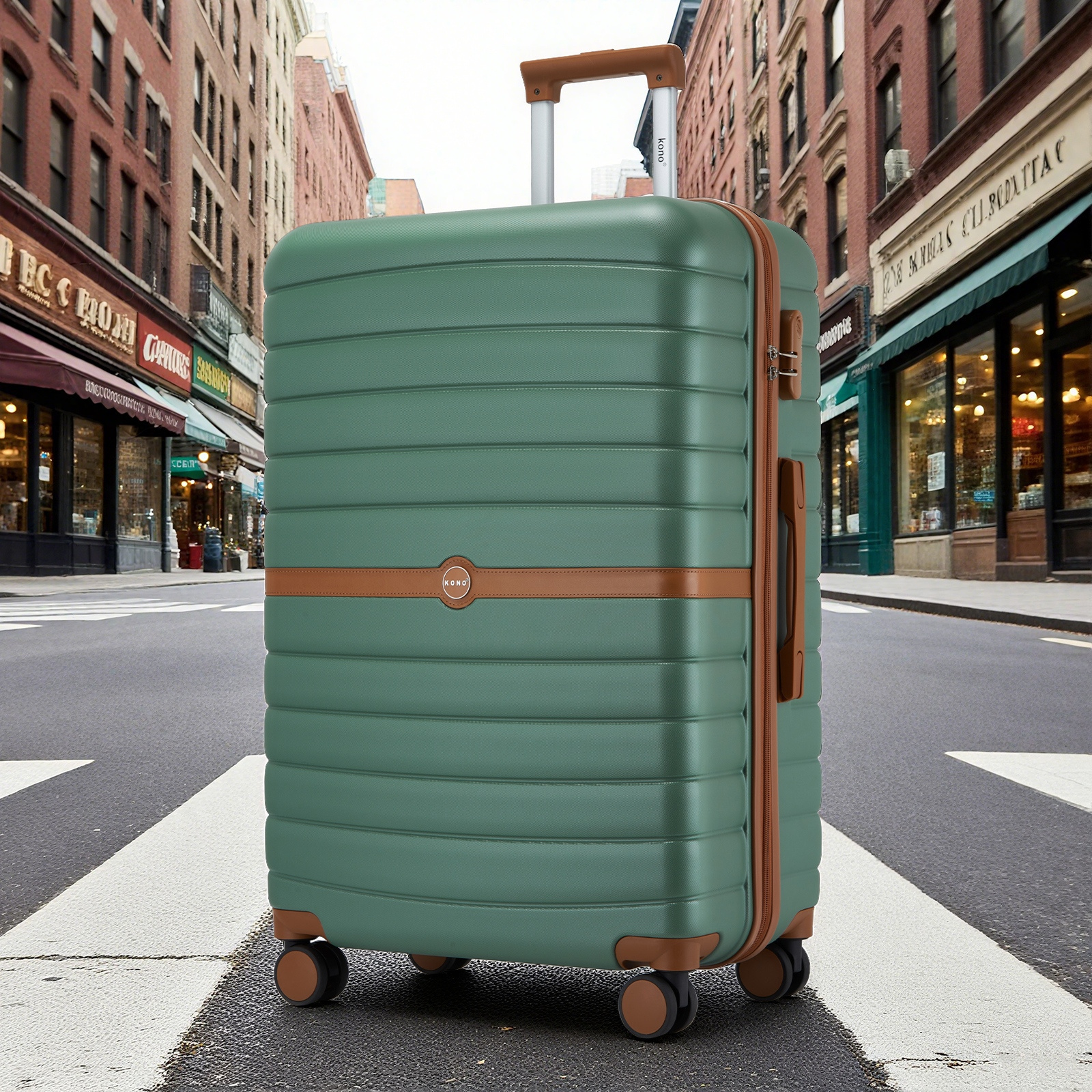 20inch 24inch 28inch Kono Suitcase Luggage Abs+pc Camping Striped Design With Colour-block Details Hardshell With Spinner Wheels Black Friday Christmas Gift