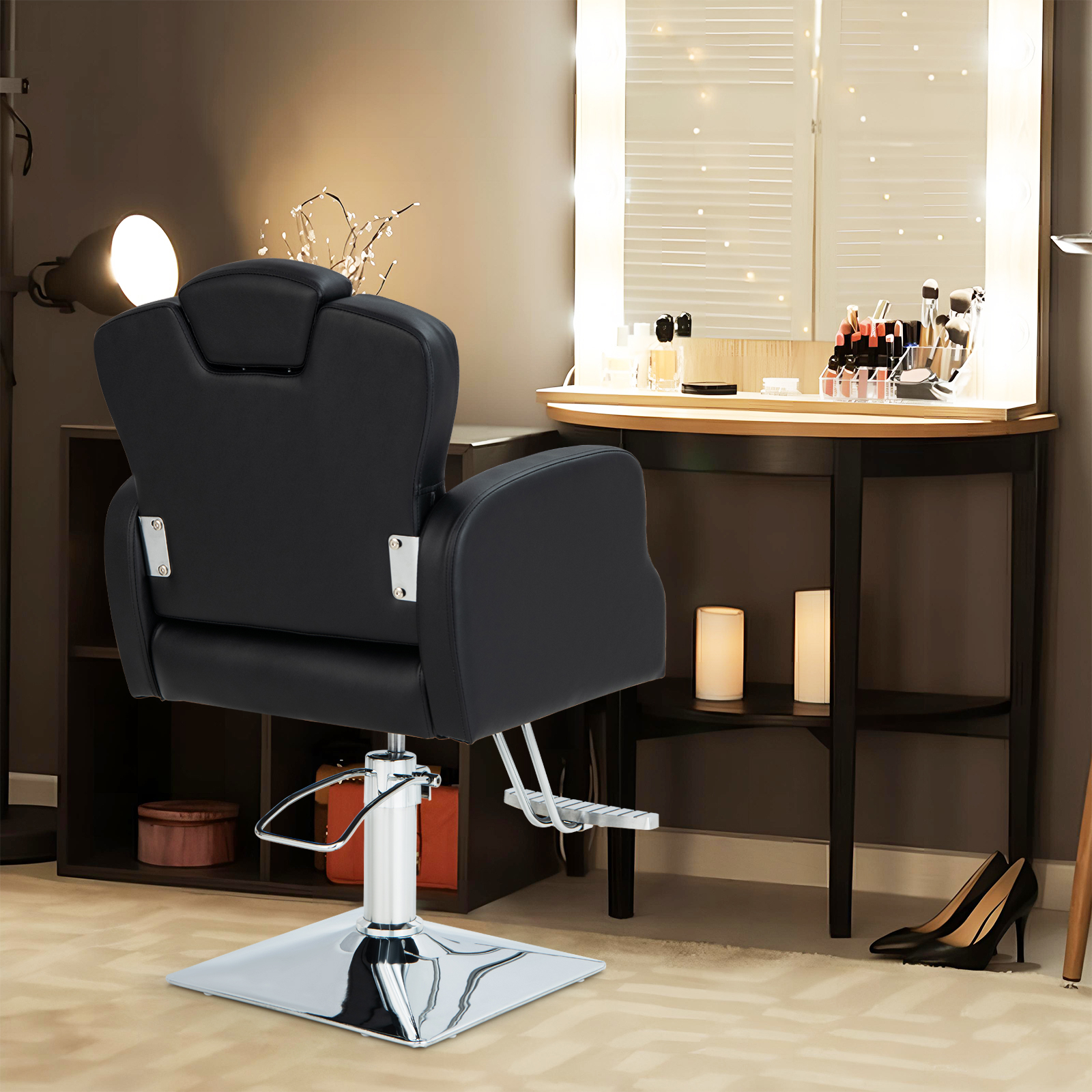 Hydraulic Barber Chair, Rolling Swivel Salon Chairs With Adjustable Headrest And Seat Height, Hydraulic Pump