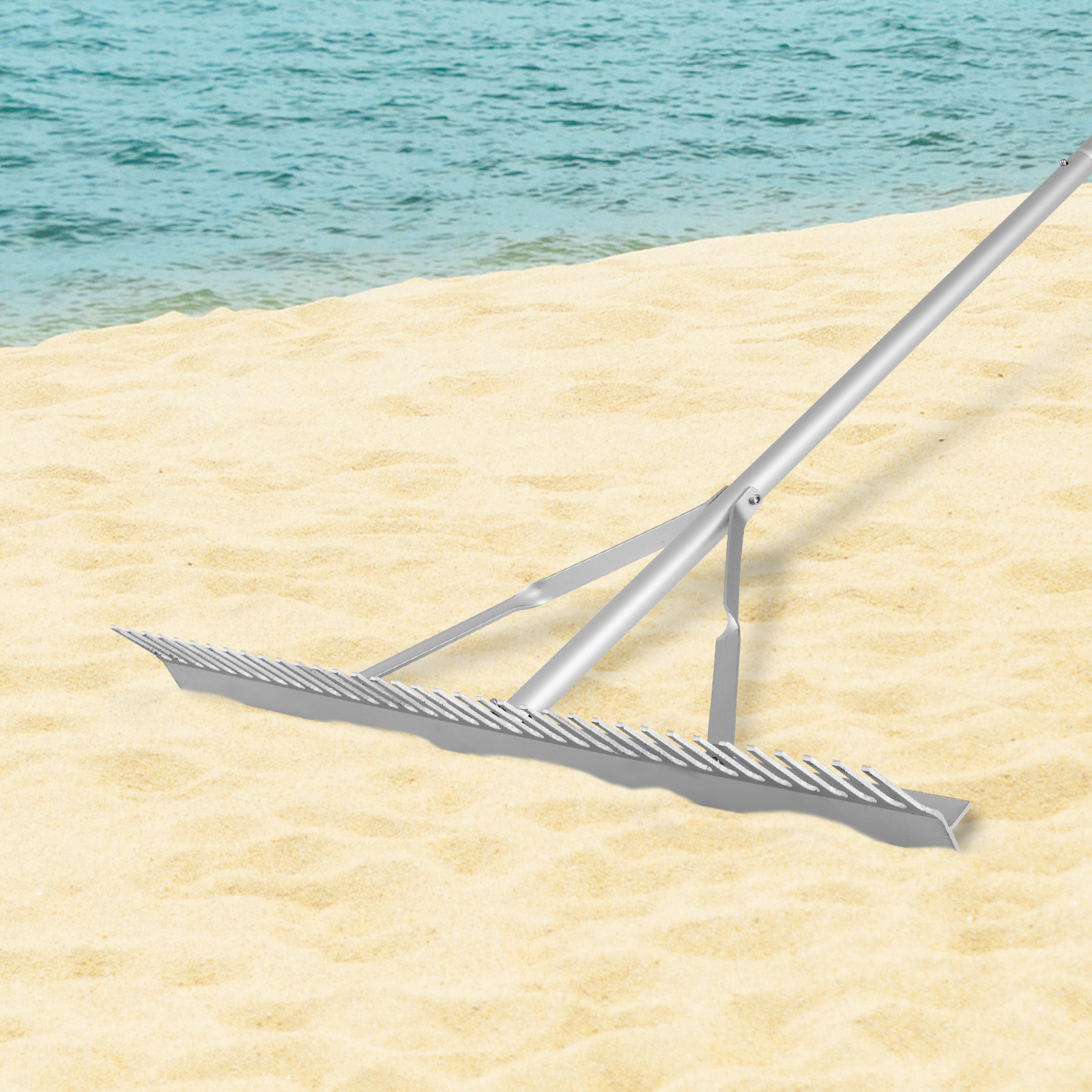 Landscape Rake With 36" Head And 68" Handle, Heavy-duty Aluminum Leaf Rake For Lawns, 36- Garden Yard Rake
