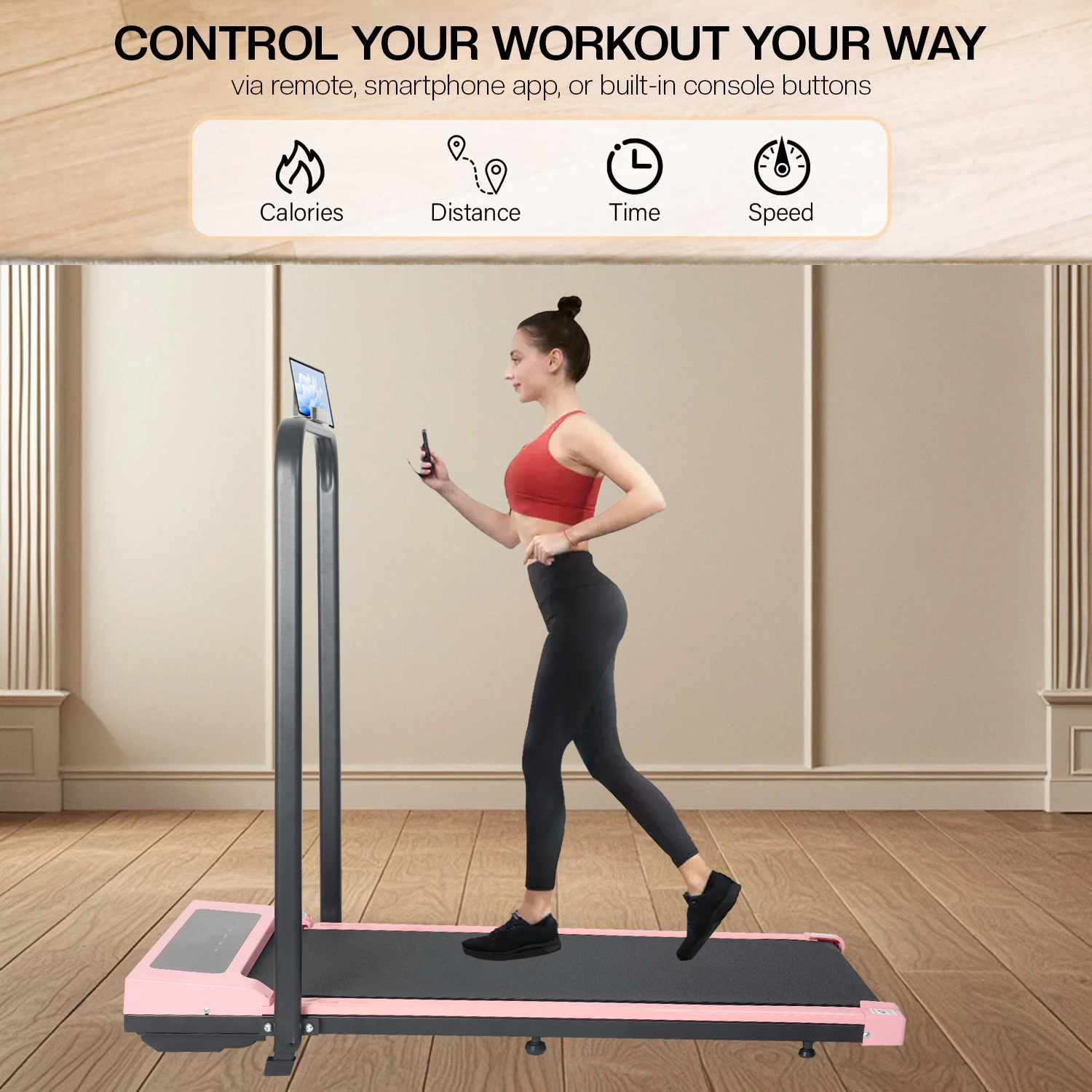 Under Desk Treadmill with Incline Foldable Walking Pad Bluetooth App Home Office