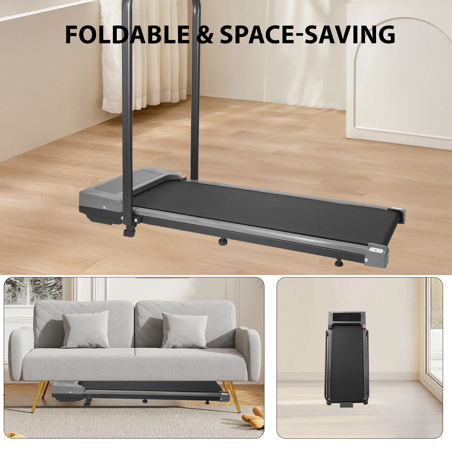 Under Desk Treadmill with Incline Foldable Walking Pad Bluetooth App Home Office