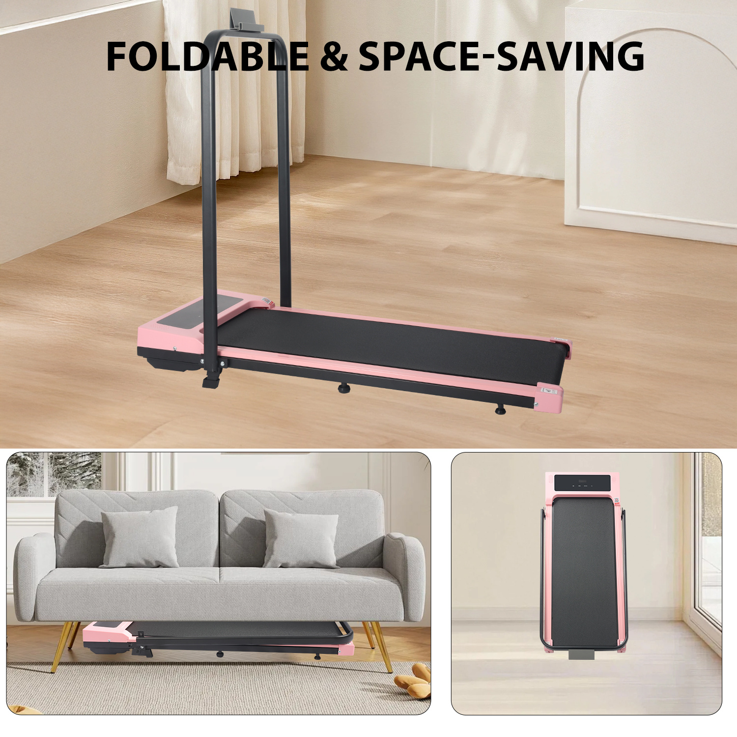 Under Desk Treadmill with Incline Foldable Walking Pad Bluetooth App Home Office