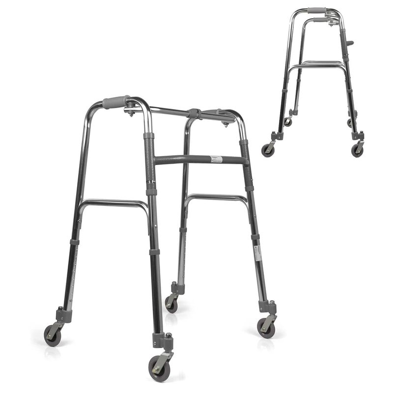 TEMU Life Walker For The Elderly 4 Rotating Wheels Lightweight Aluminum Medical Device - Foldable Height Adjustable - Walker For The Elderly