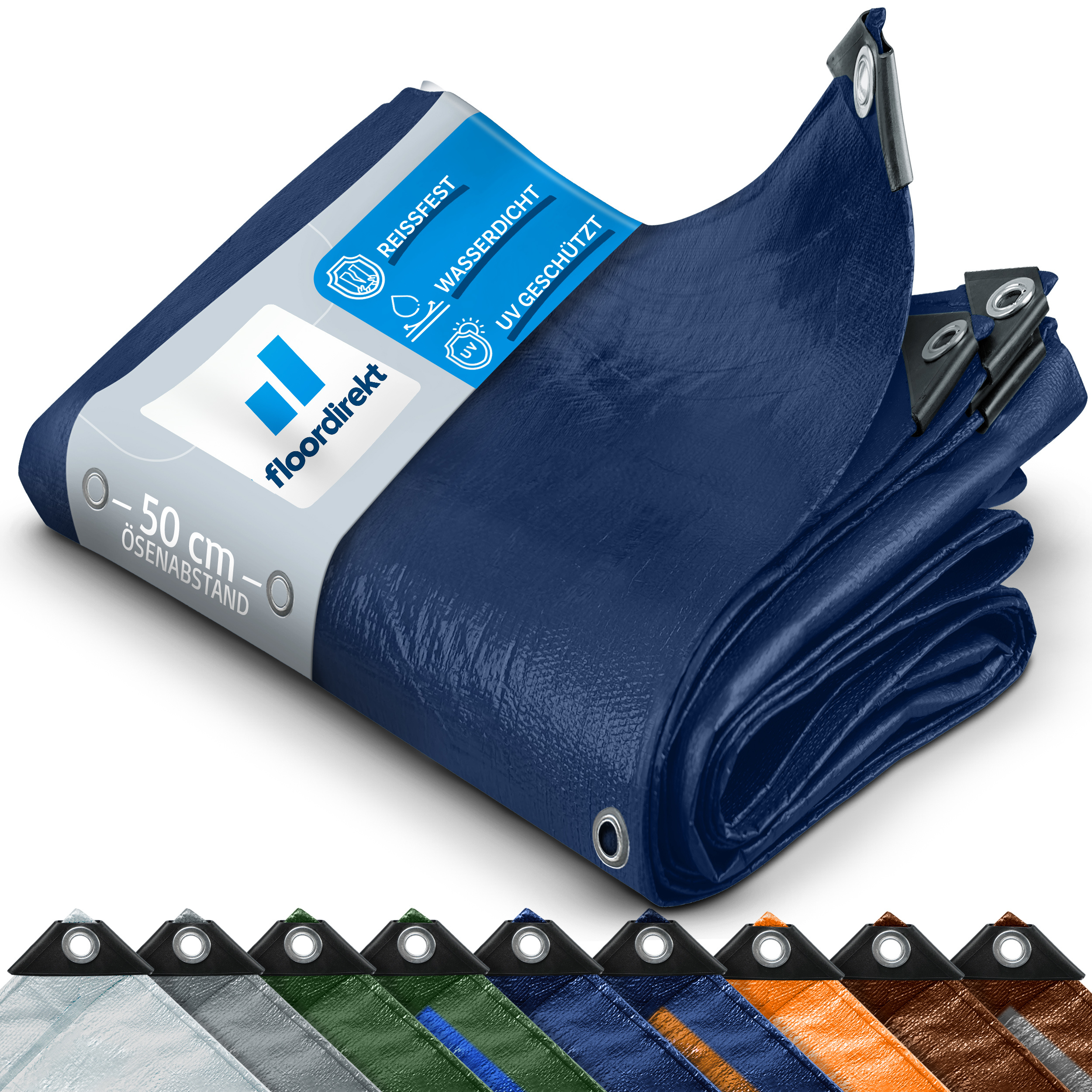 TEMU Lona de cubierta FLOORDIREKT 90 g/m² - Lona resistente a desgarros para todo tipo de - con ojales - Impermeable y resistente a - para jardín,