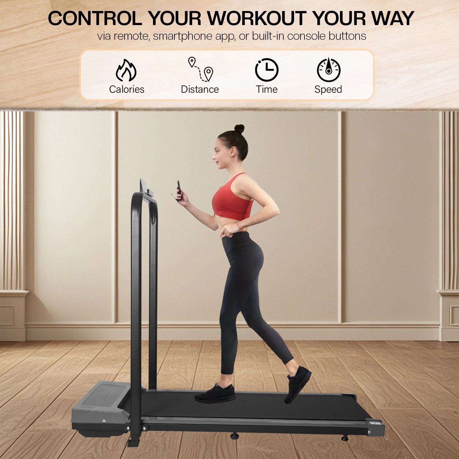 Under Desk Treadmill with Incline Foldable Walking Pad Bluetooth App Home Office