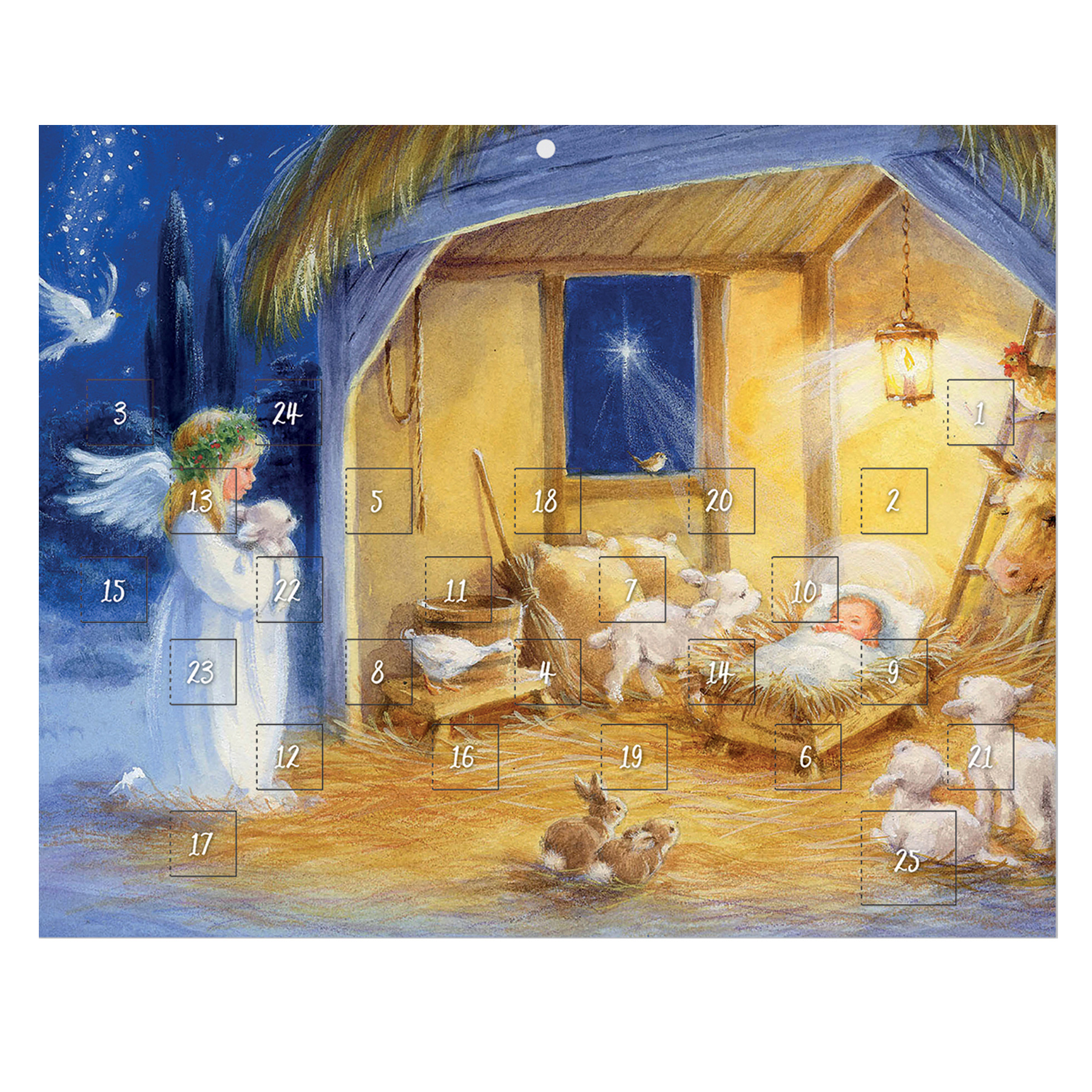 TEMU Paper Christmas Advent Calendar With Gifting Envelope- 24 Windows - Traditional Nativity Design