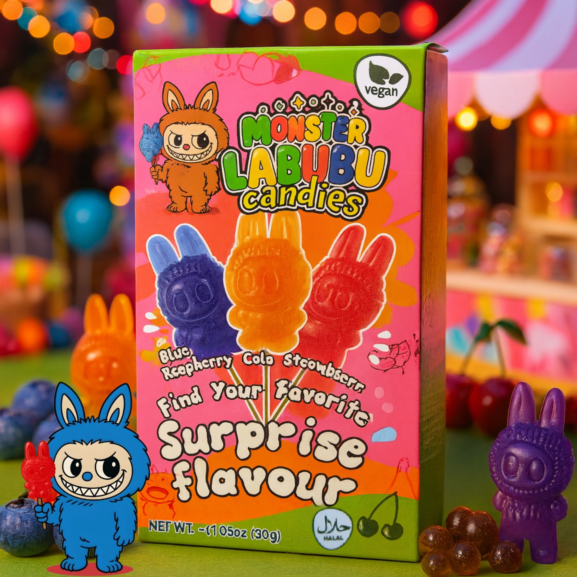 Monster Labubu Candies - Surprise Flavour - 1 Monster Labubu Lollipop With Surprise Flavor 30 G