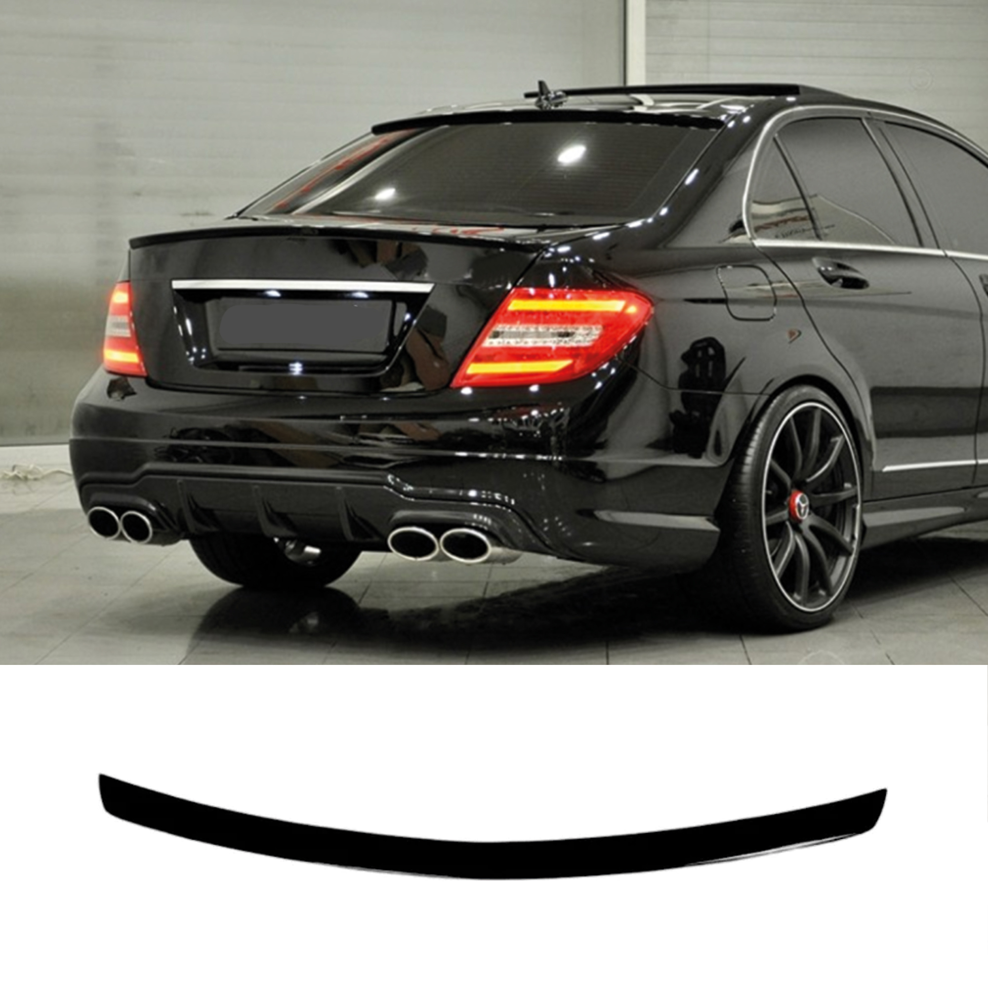 Image of Rear Spoiler For Mercedes W204 Style 2007-2014 C63 C Gloss Abs Plastic Enhances & Style, Car Exterior Upgrade | Dynamic Design | Highquality Spoiler