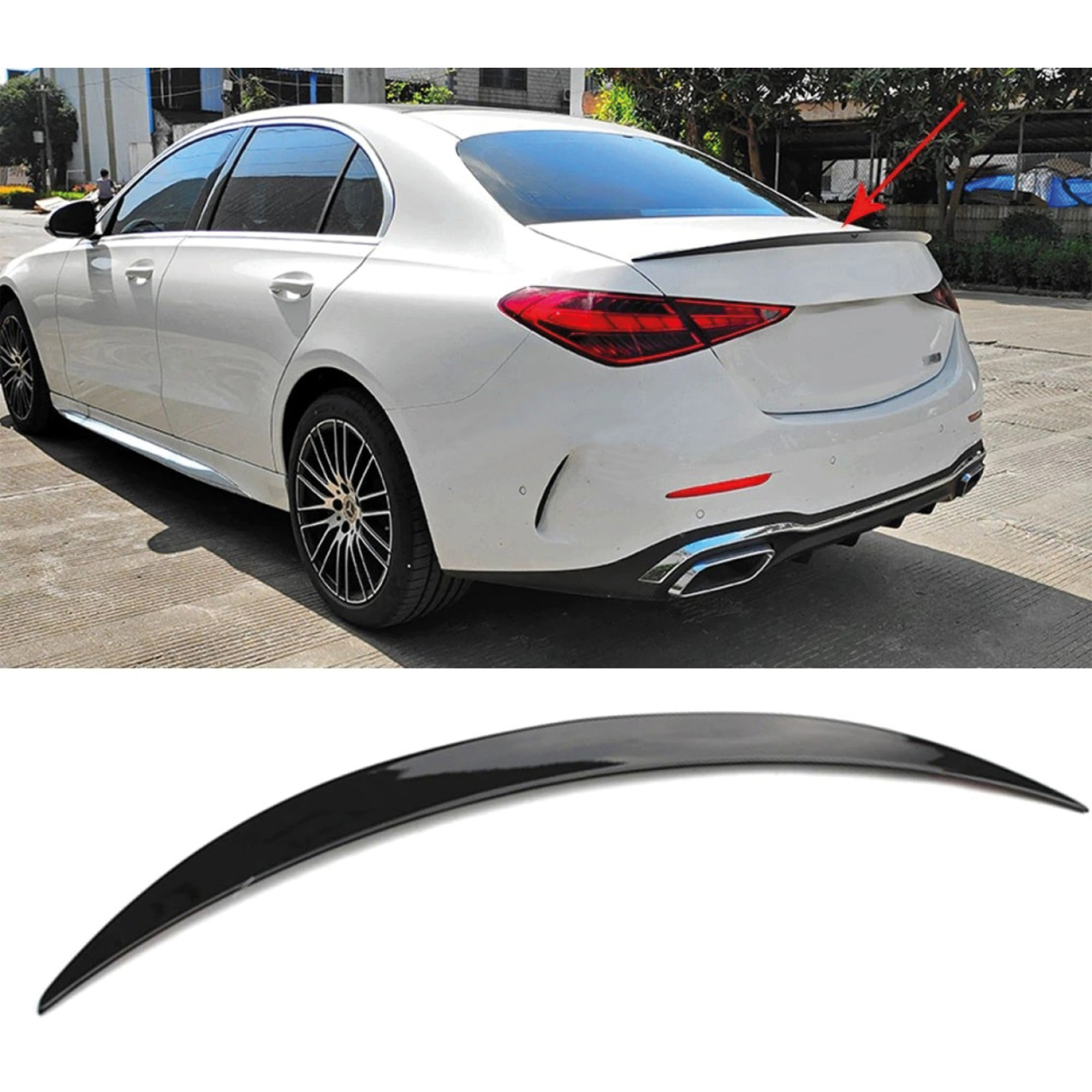 TEMU Trasero para Mercedes W206 2022+ C43 C63 en Negro Piano de Plástico ABS, Mejora la Aerodinámica y el Estilo, Actualización de Exterior del Coche