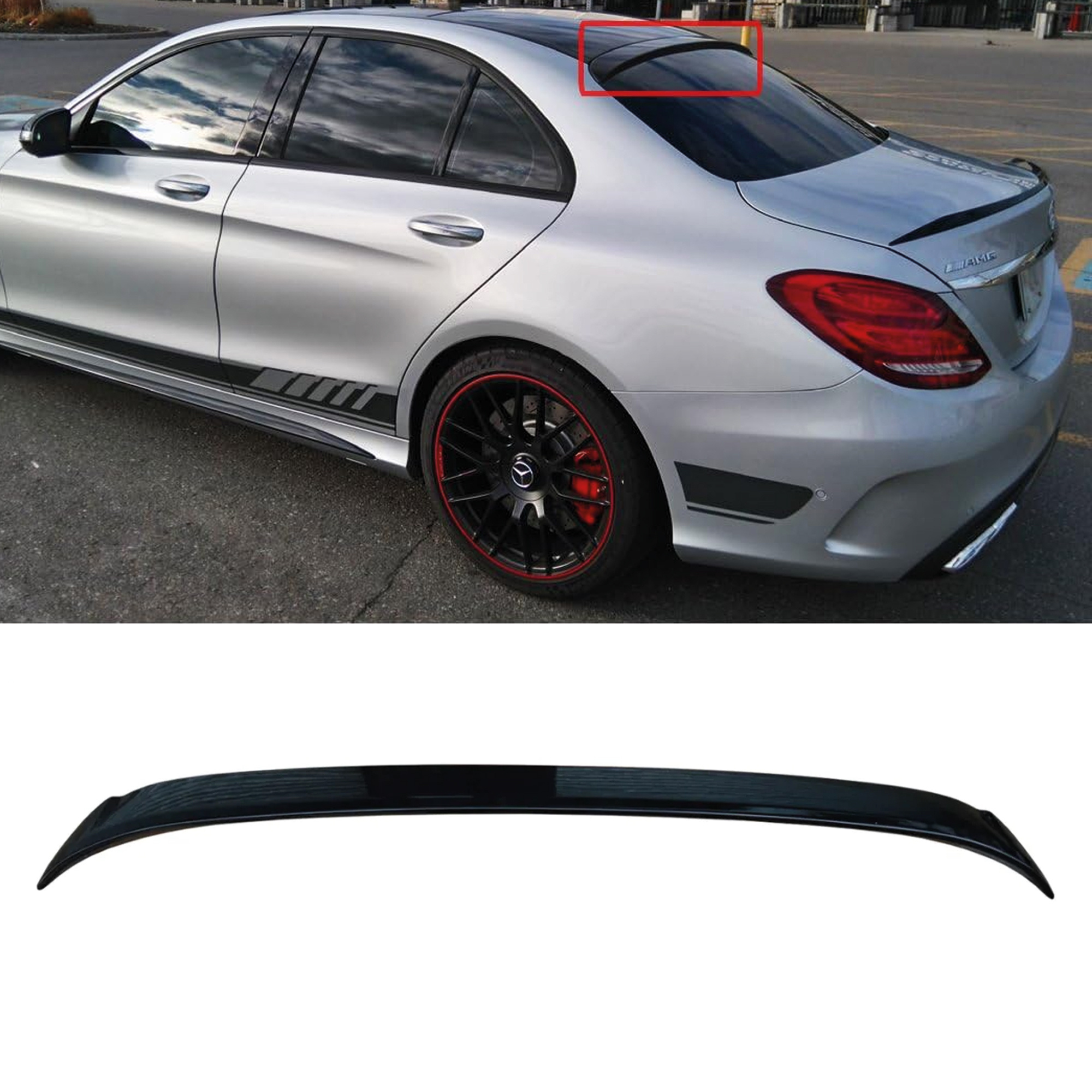 TEMU Roof Wing Roof Top Rear Spoiler For Mercedes W205 2015-2021 C63 4 Door Sedan Gloss Abs Plastic Enhances & Style, Car Exterior Upgrade | Dynamic