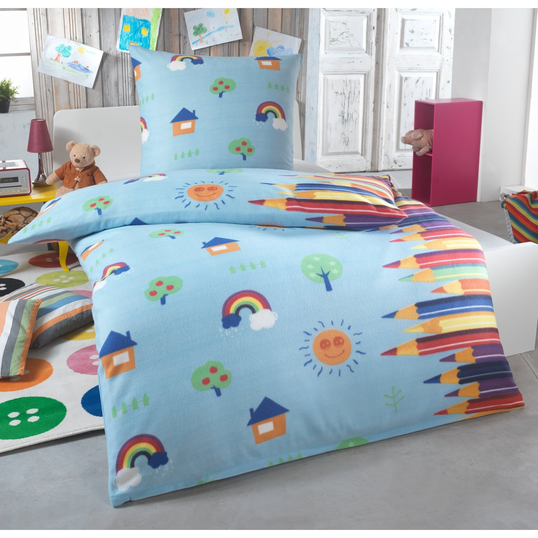 Image of Kids' Fleece Bedding Set 135×200 + 80×80 – Ultra , Thermal Winter Duvet Cover & Pillowcase With Zipper, 60°c Washable, Hypoallergenic – Children's Bedding Collection