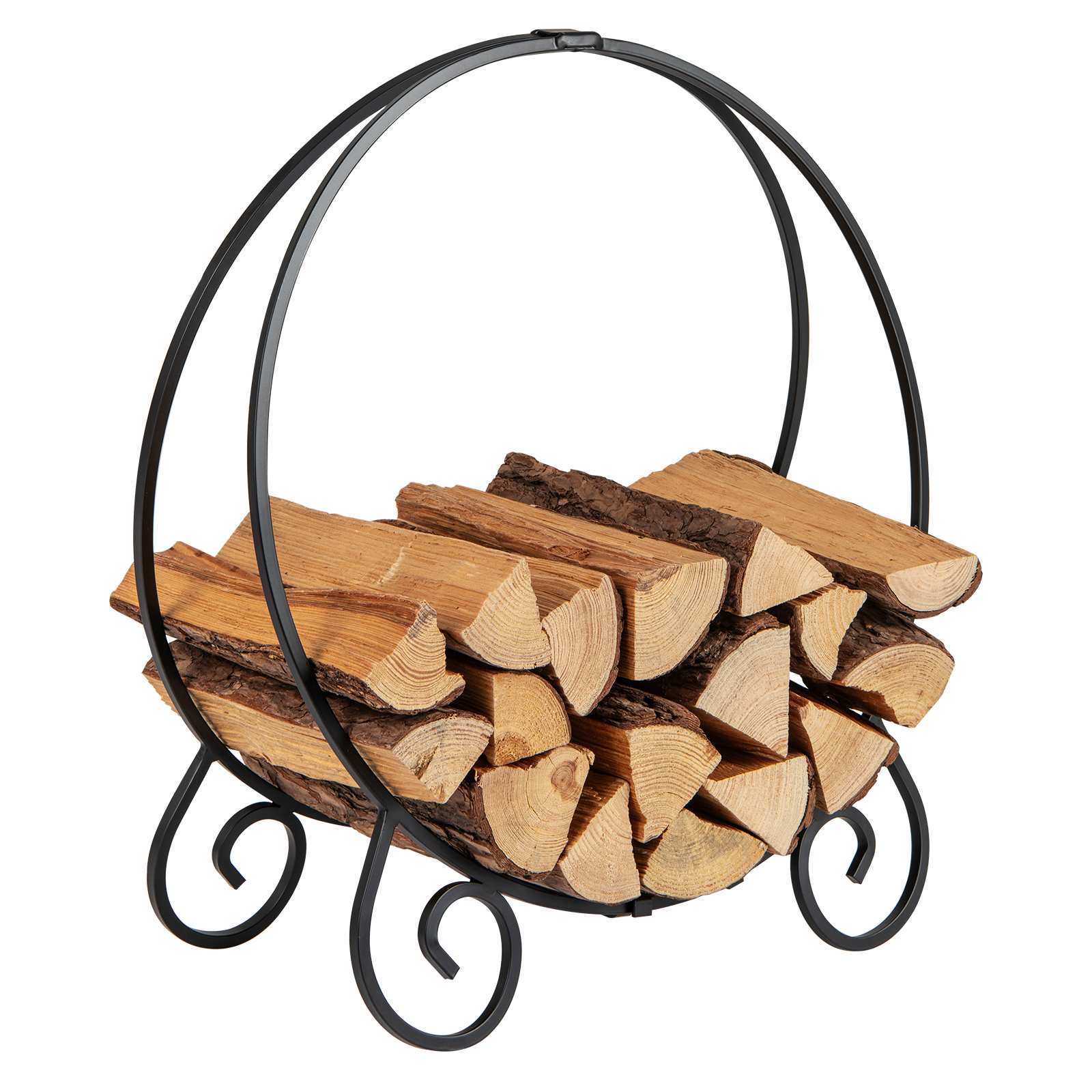 Image of 59 Cm Firewood Rack, Collapsible Log Hoop For Indoor Outdoor, Heavy-duty Metal Round Log Holder Ring For Patio, Deck, Porch, Fireplace, 270 Kg